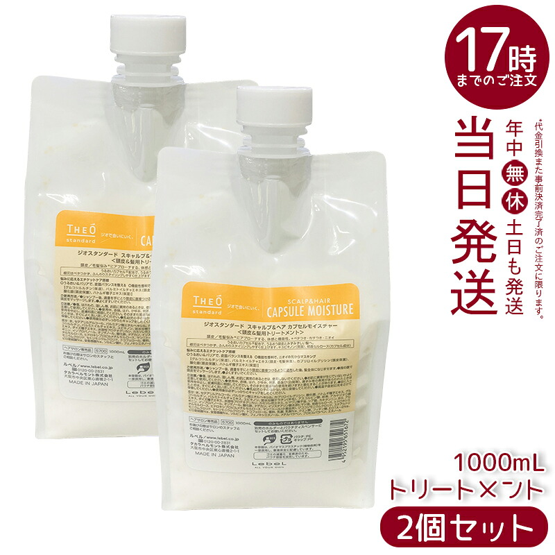 【2個セット】ルベル ジオスタンダード スキャルプ＆ヘア カプセルモイスチャー 1000mL 頭皮トリートメント うるおいカプセル 皮脂バランス 根元ふんわり サラツヤ髪 メンズ サロン専売 国内正規品 送料無料