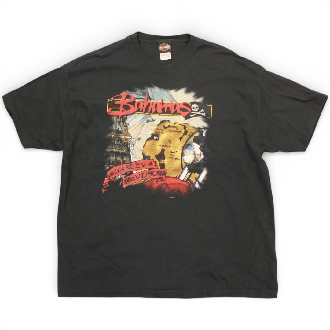 古着 00s USA製 Harley Davidson T-Shirts Washed Black ハーレーダビッドソン ティーシャツ 半袖 thd242 Tシャツ・カットソー-トップス