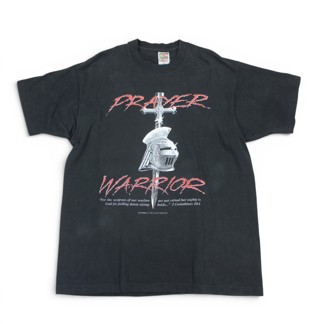 古着 90s USA製 FRUIT OF THE LOOM Player Warriors T-shirt Black ティーシャツ t004vt009