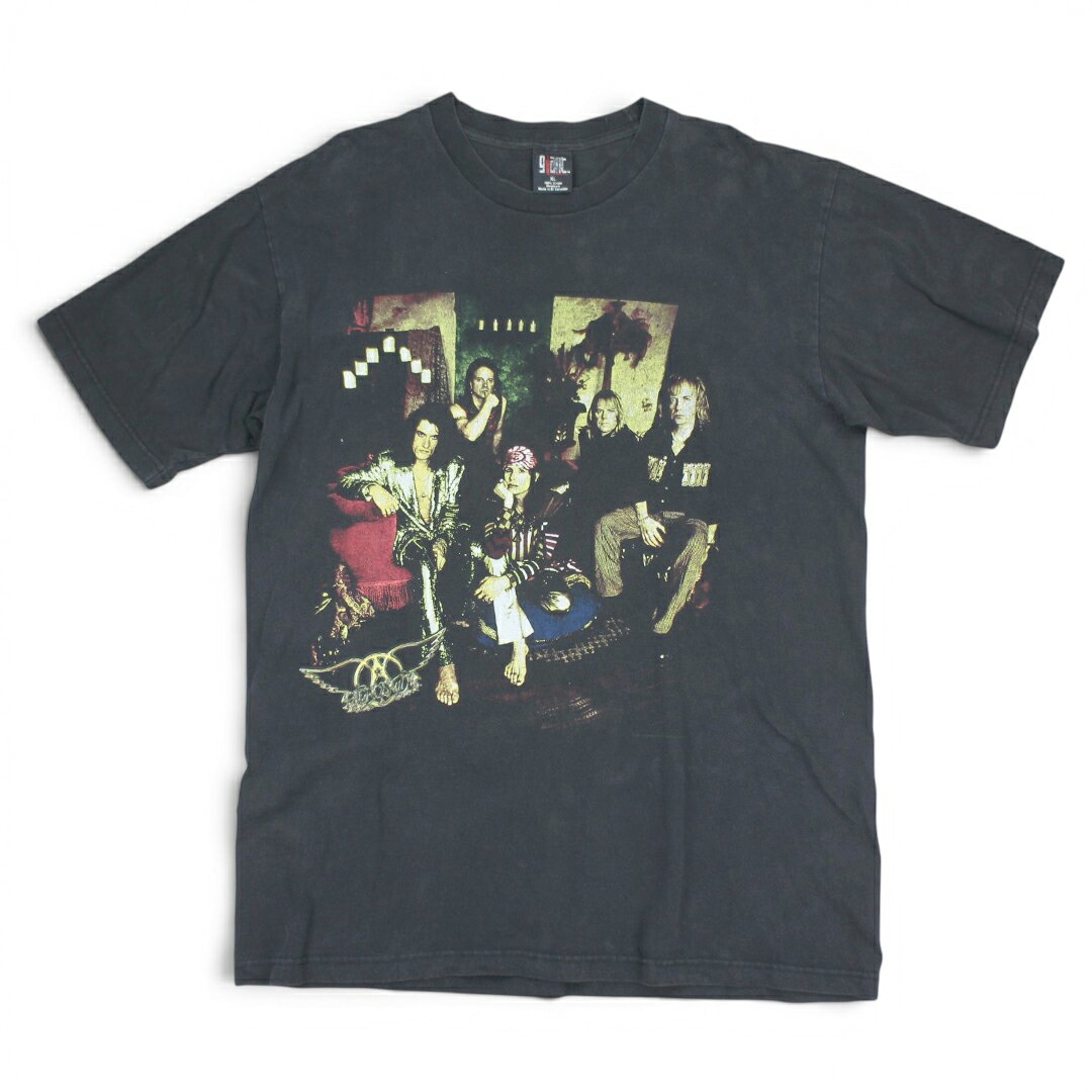 古着 90s GIANT AEROSMITH Nine Lives North American Tour T-shirt Black エアロスミス プルオーバー t004vt060