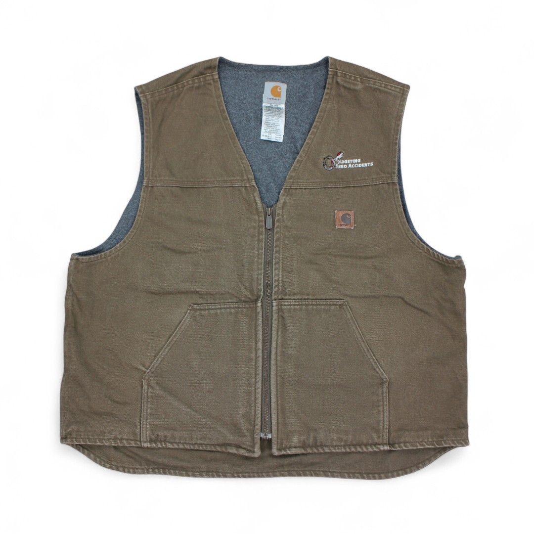 【断捨離セール！】【古着】carhartt ベスト 古着 Carhartt 「UNITED」 企業 刺しゅう パデット ナイロン