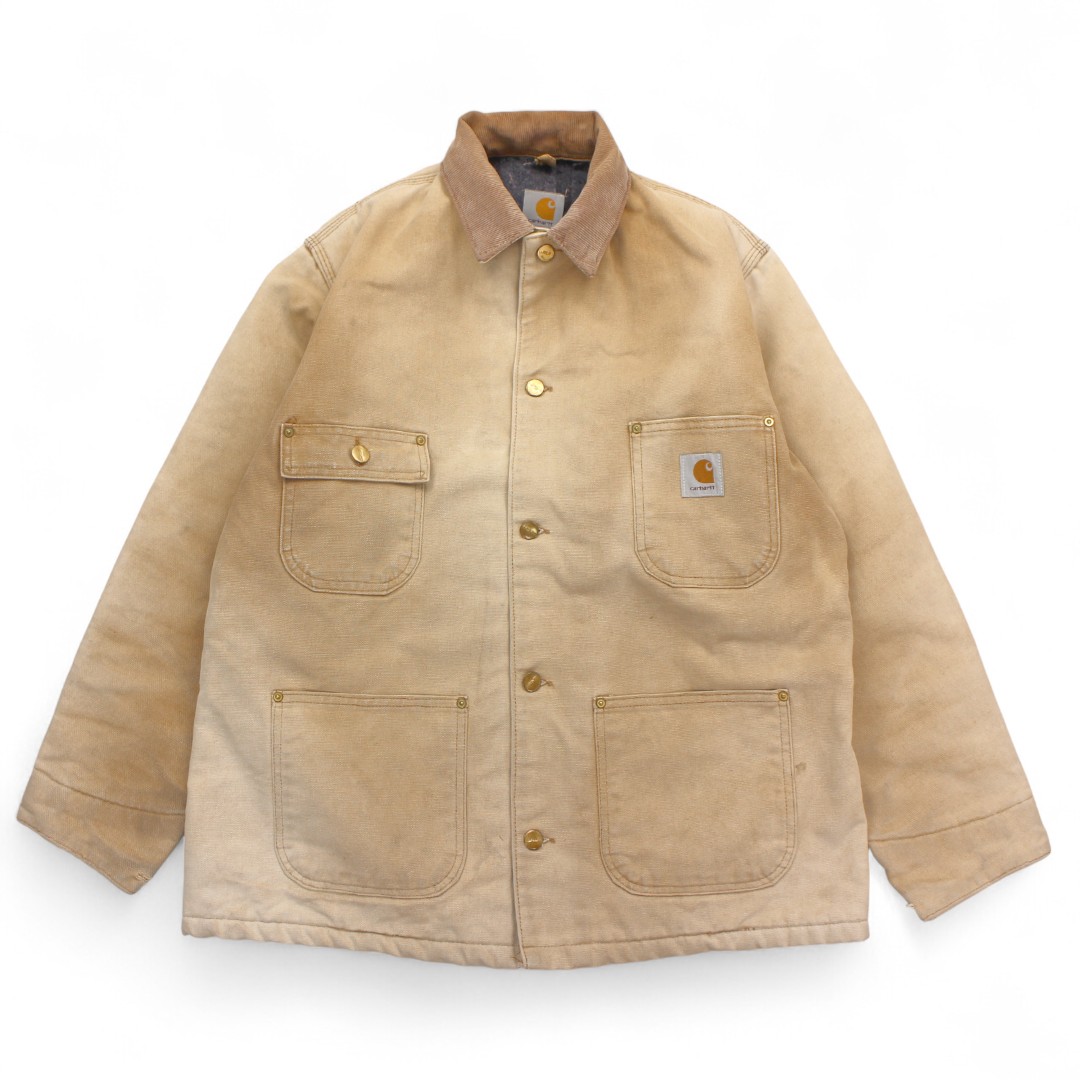 70's Carhartt フード付きチョアコート ベージュ 裏地ブランケット