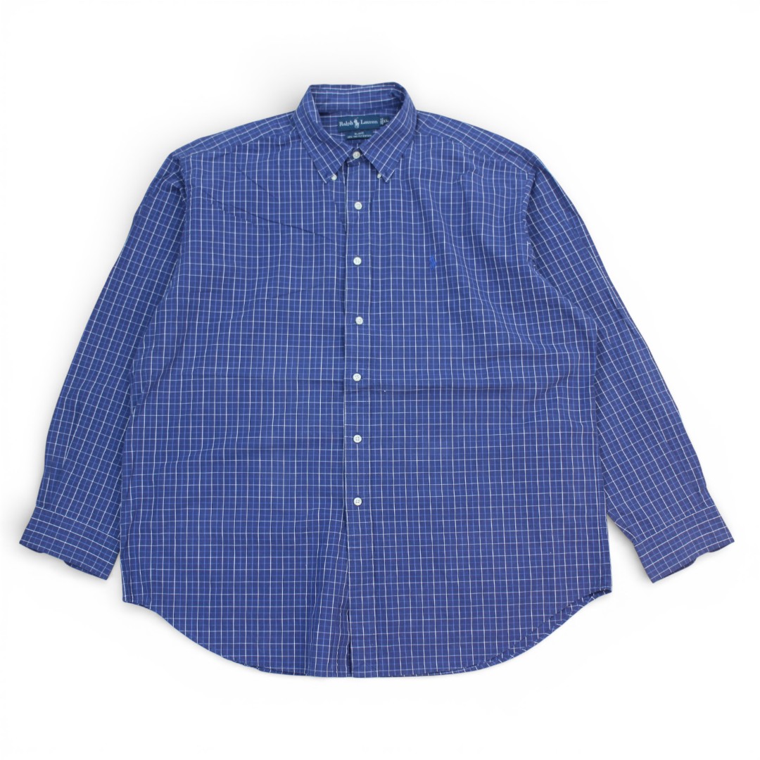 古着 ポロ ラルフローレン Polo Ralph Lauren BLAKE Blue/White Check ボタンダウン 長袖シャツ trl195