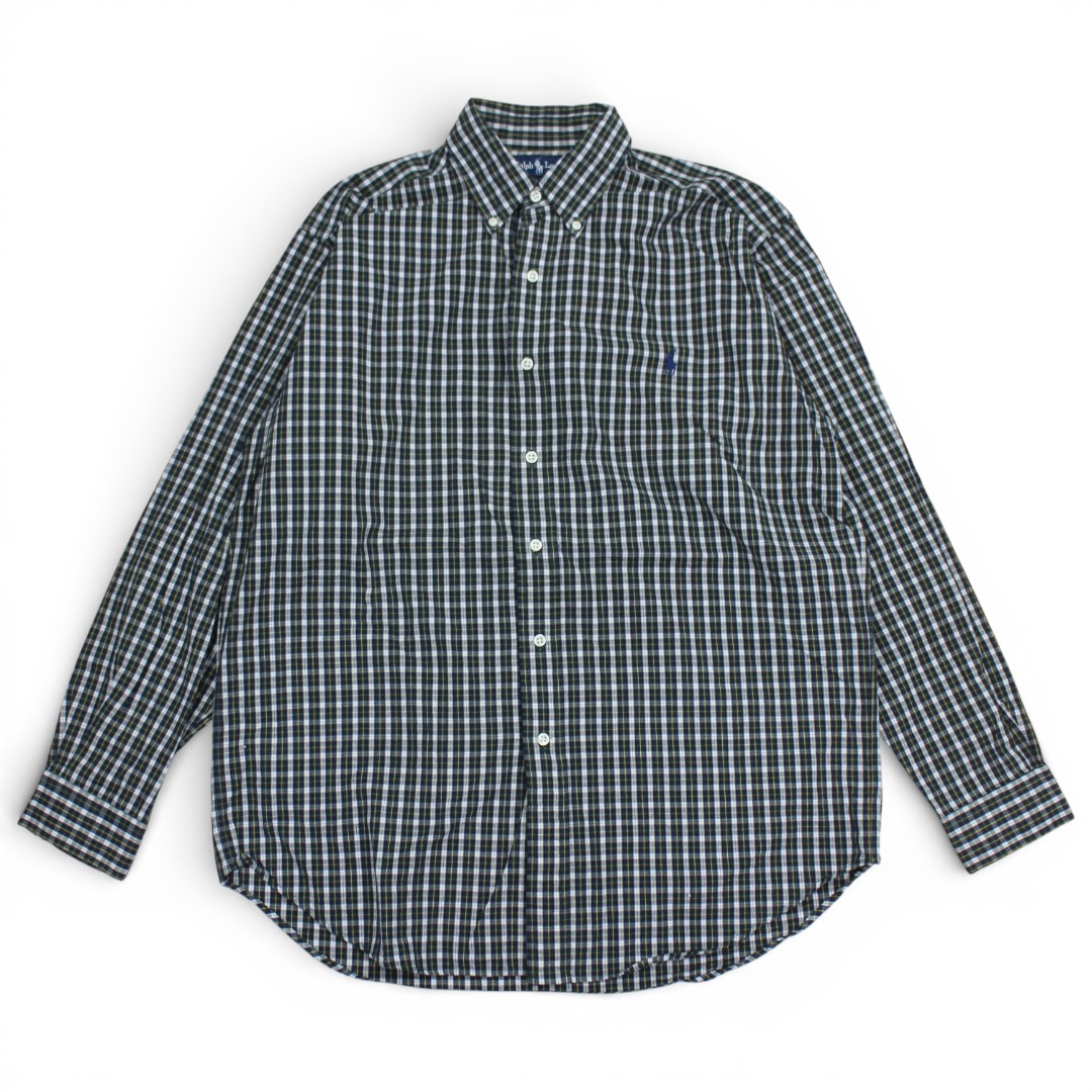 古着 ポロ ラルフローレン Polo Ralph Lauren BLAKE Navy/Yellow Check ボタンダウン 長袖シャツ trl203