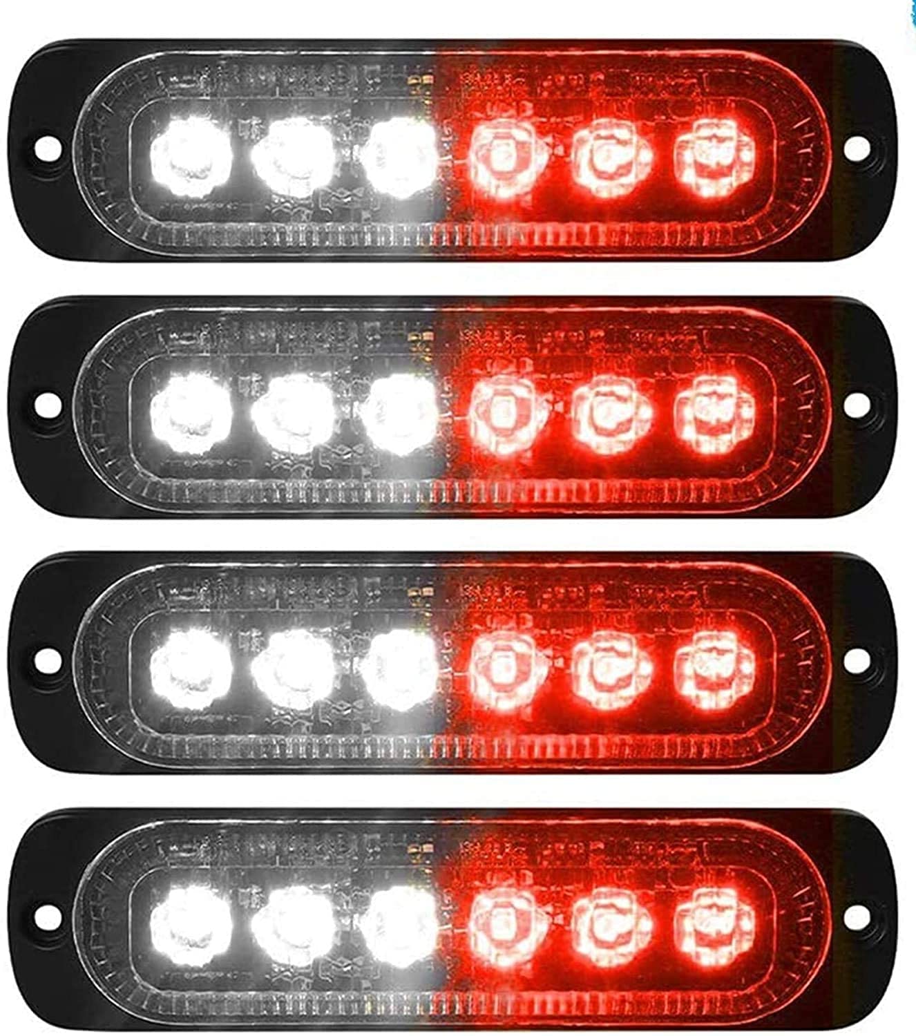 LED非常警告灯, 4パック 6 LED安全応急フラッシュ12-24 V琥珀色ストロボ危険警告灯防水 (青)