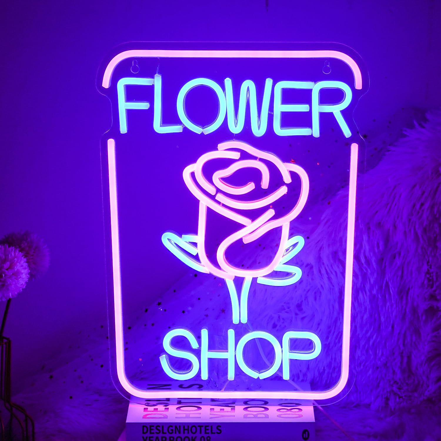 フラワーショップネオンサイン LEDフラワーネオンライト 調光可能 Flower Shopネオン 花屋装飾ライト 寝室の壁のアートデコレーションライト マン洞窟 フラワーショップ 誕生日パーティー装飾 USB電源