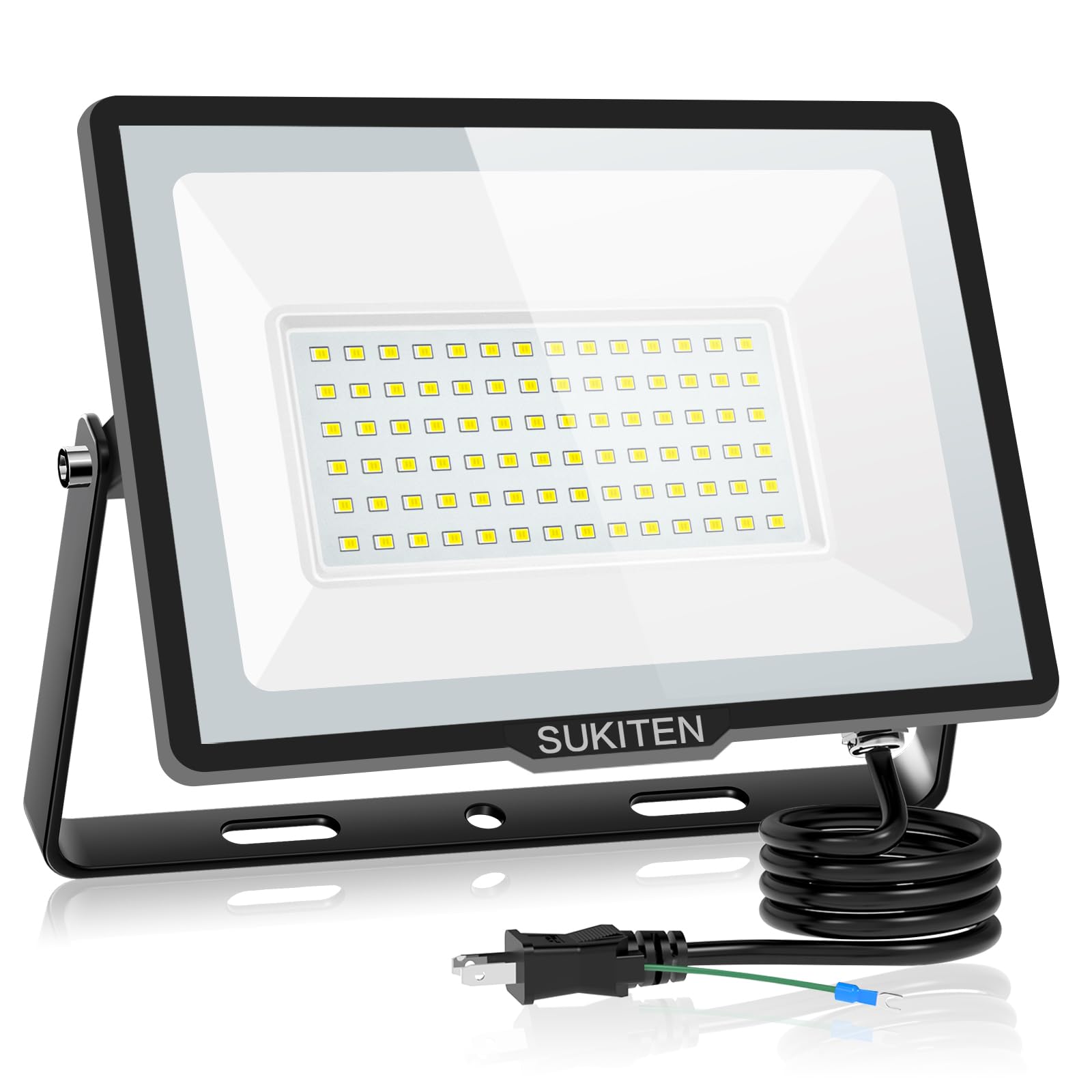 投光器 led 屋外 作業灯 100W 15000ルーメン 100V 極薄型 IP66防水 6500K 昼光色 高輝度 高放熱 120°広角 投光器ledライト 夜間作業 工事現場 工事用ライト 駐車場 ガレージ