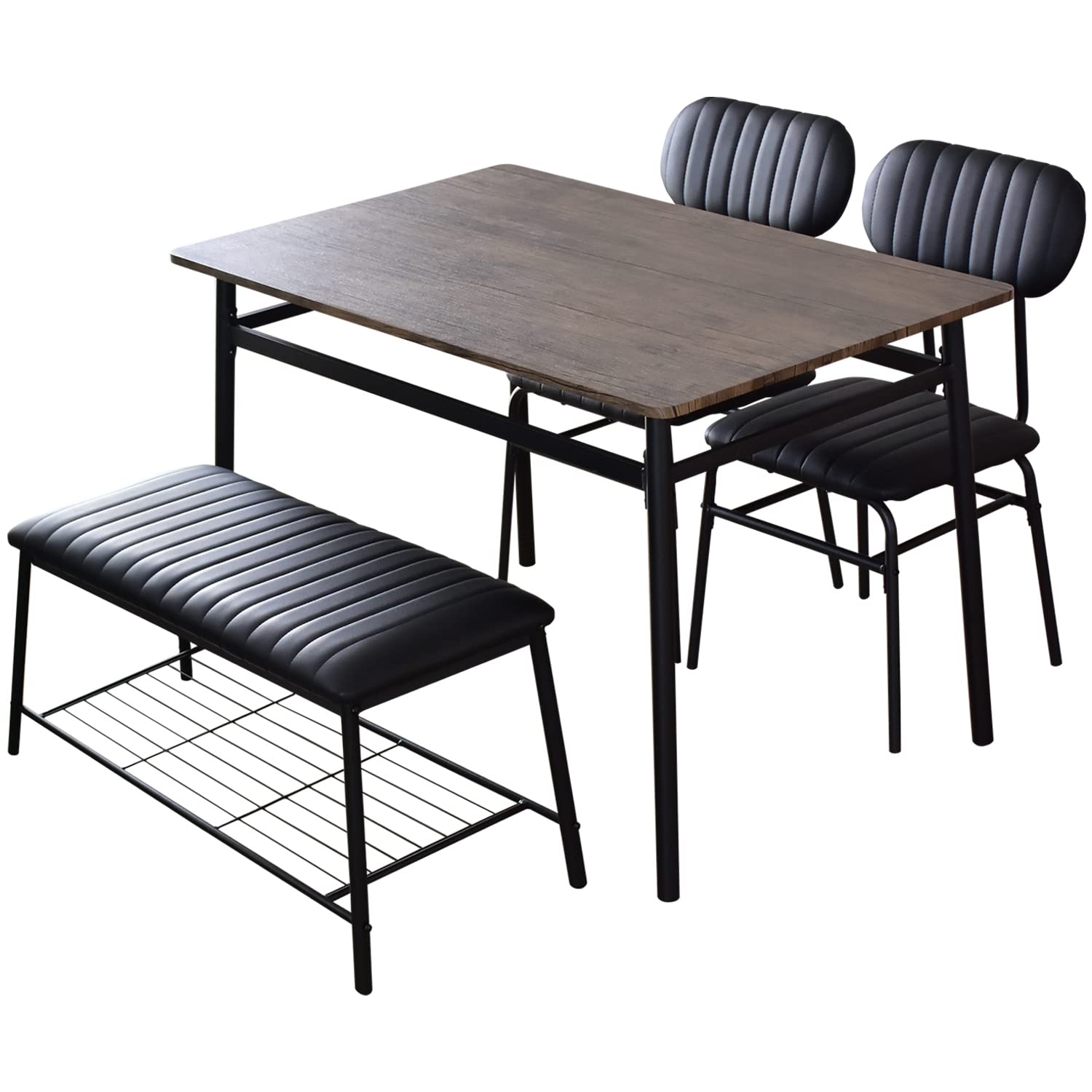 ドリス ダイニングテーブルセット ダイニングセット 4人用 椅子 2脚 ベンチ カフェテーブル ラディス4点セット ブラウン|明金万代