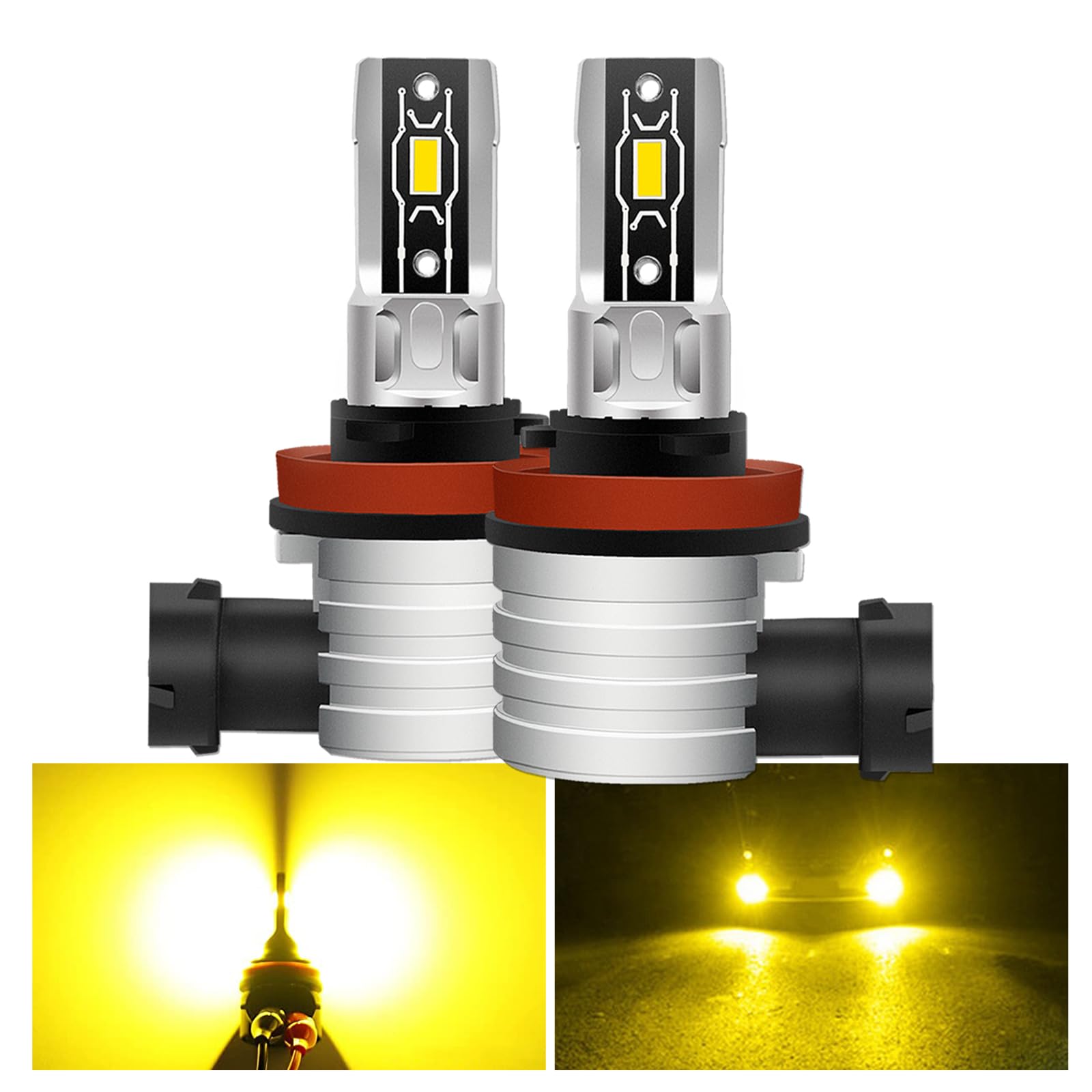 LED フォグランプ イエローフォグ 黄色 3000K ノイズ対策 結露対策 h16 led フォグランプ 一体型 ファンレス DC9-18V車用 LEDバルブ 2個セット