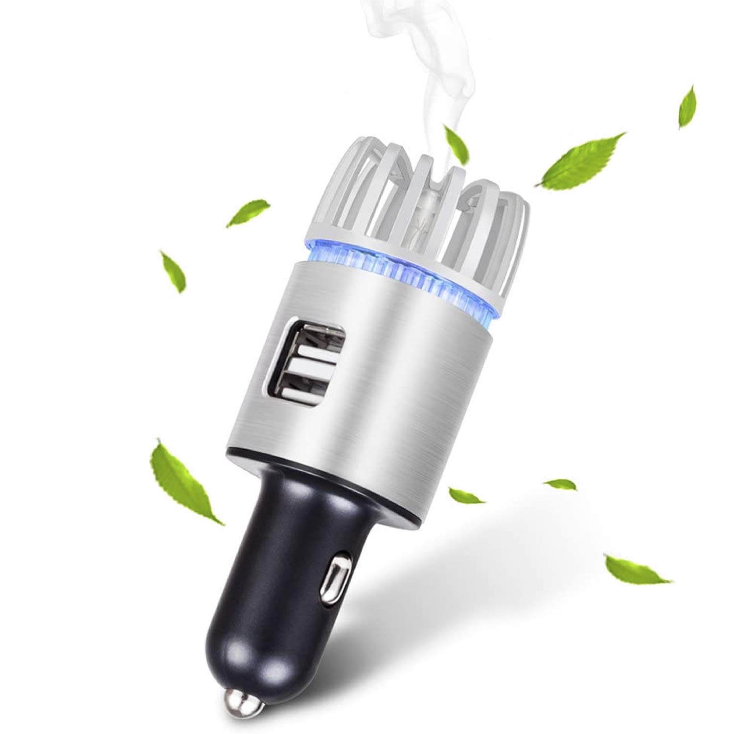 イオン発生器 USBポート2つ 除菌消臭　花粉　タバコ　アレルギ―対策 静音　小型 12V車専用　車載対応チャージャー スマホ、