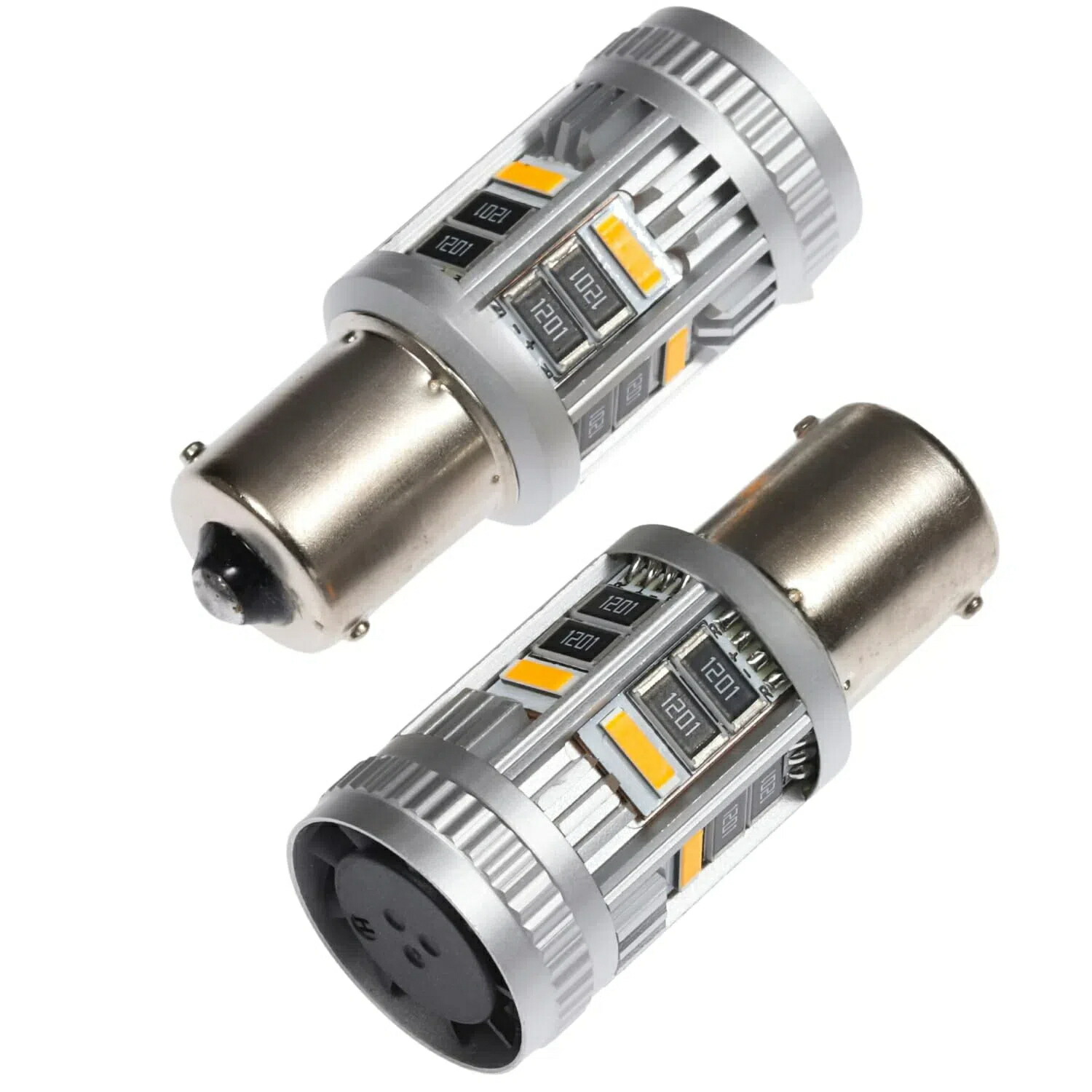 シングル LED 180度 ウィンカ― 抵抗内蔵 無極性 車検対応 12V ハイフラ防止 対策済み 静音設計 2個入り (180度)