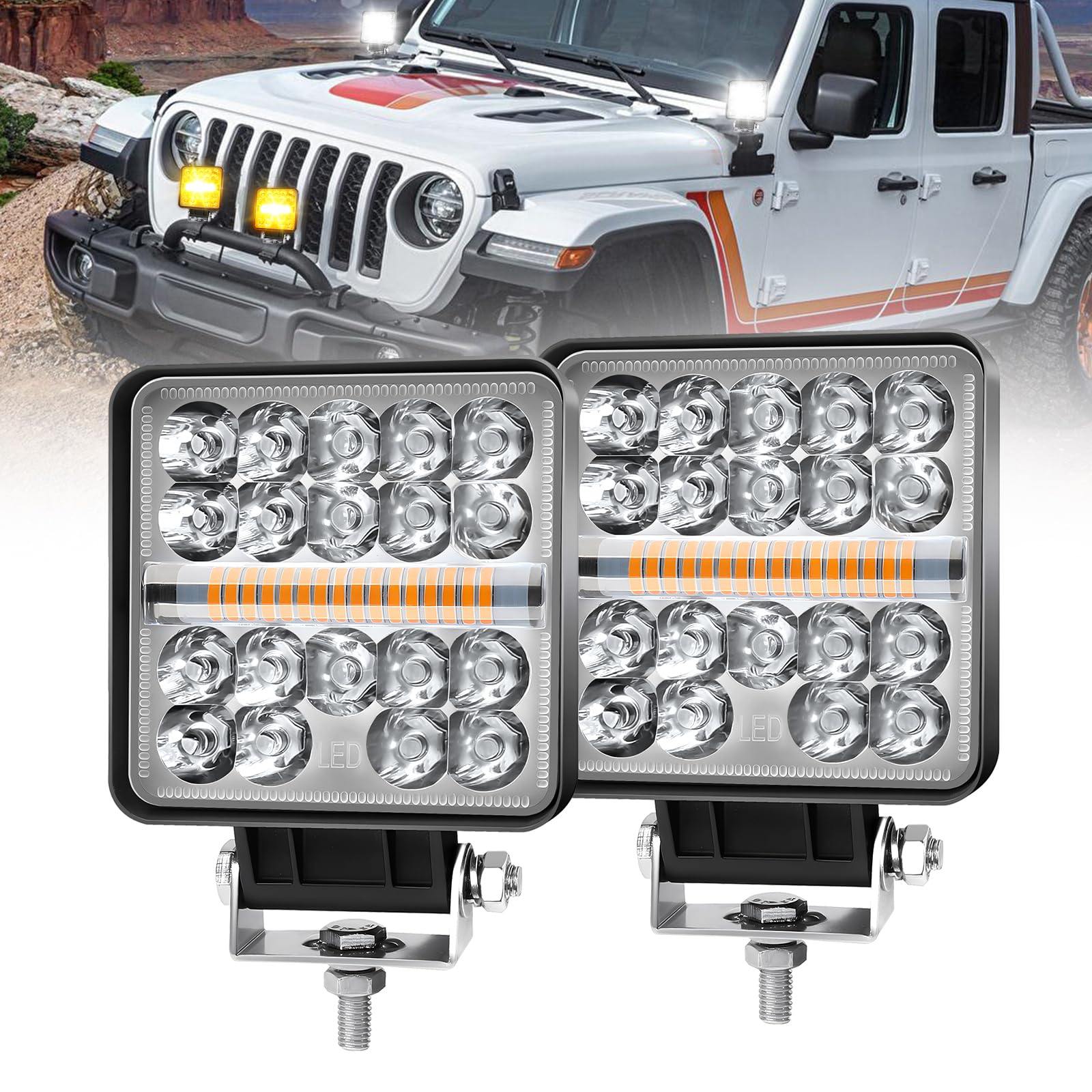 LED作業灯 4インチ LEDワークライトモード 作業灯 led 12V-24V兼用 車外灯 トラック/自動車/バイク汎用フォグランプ各種作業車に対応 丸型 2個