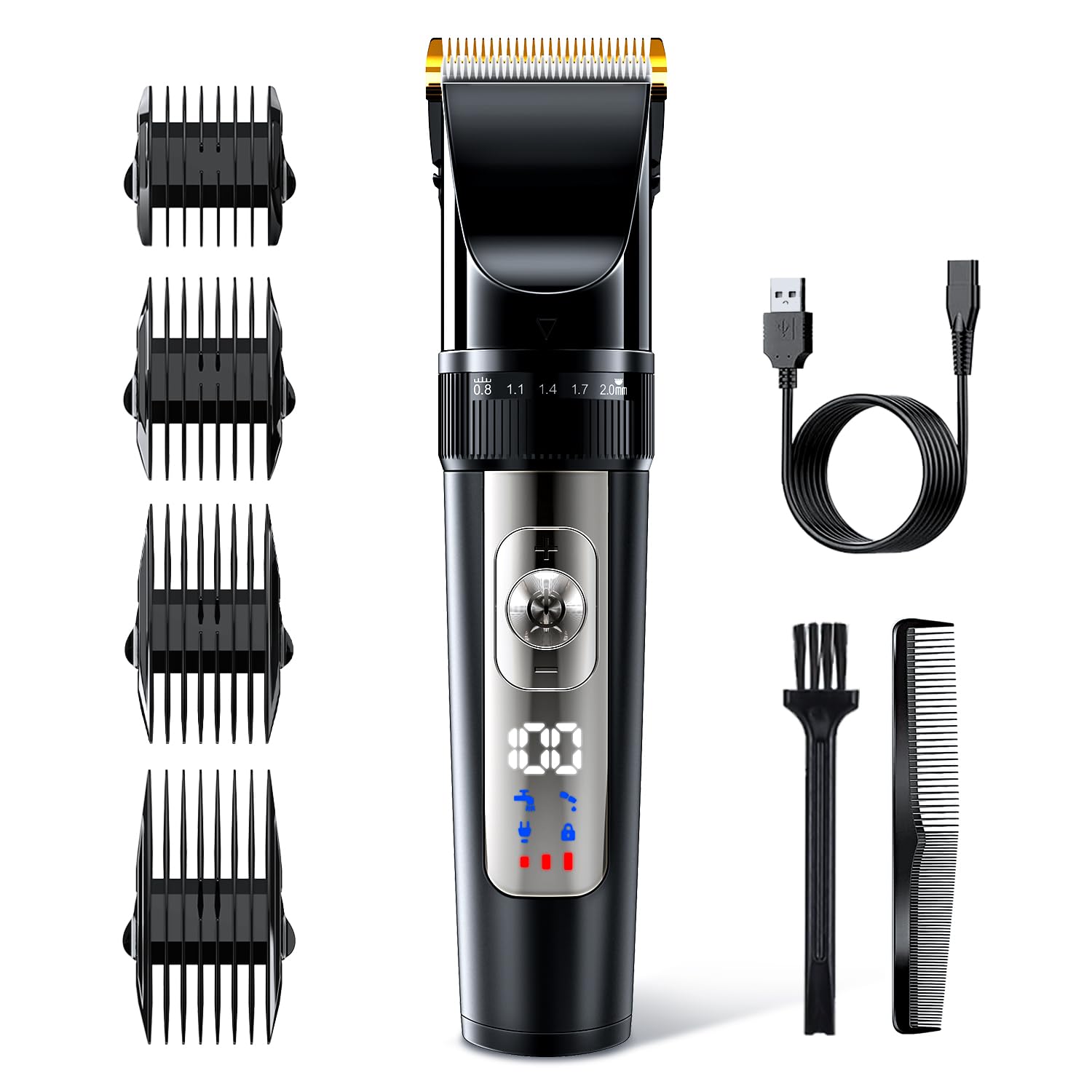 バリカン 電動バリカン ヘアカッター 散髪用 強力モーター スピード調整 刈り上げ セルフカット メンズ ディスプレイ付き カバー付き ヘアカット