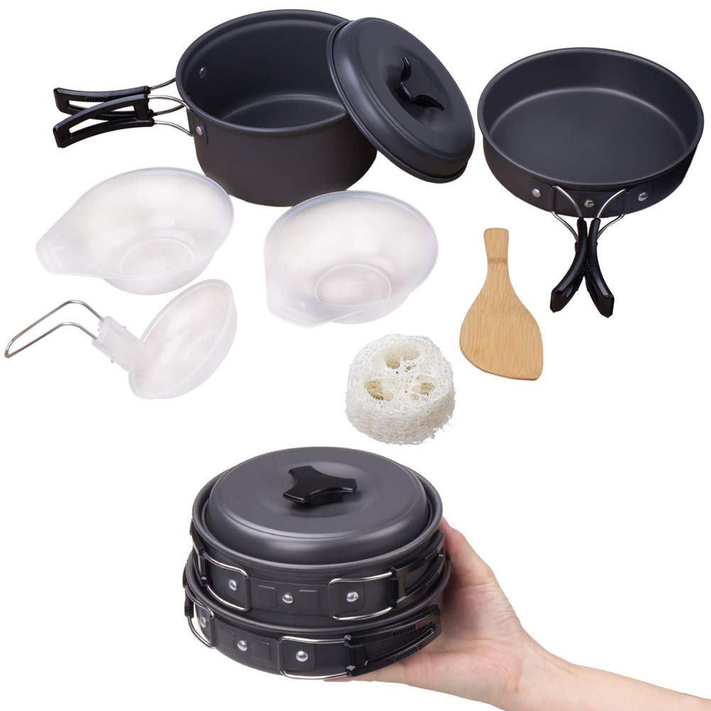 キャンプクッカー セットアウトドア食器セット 登山用鍋 超軽量1-2人用 アウトドア・ハイキング・旅行・キャンプ用調理器具|明金万代