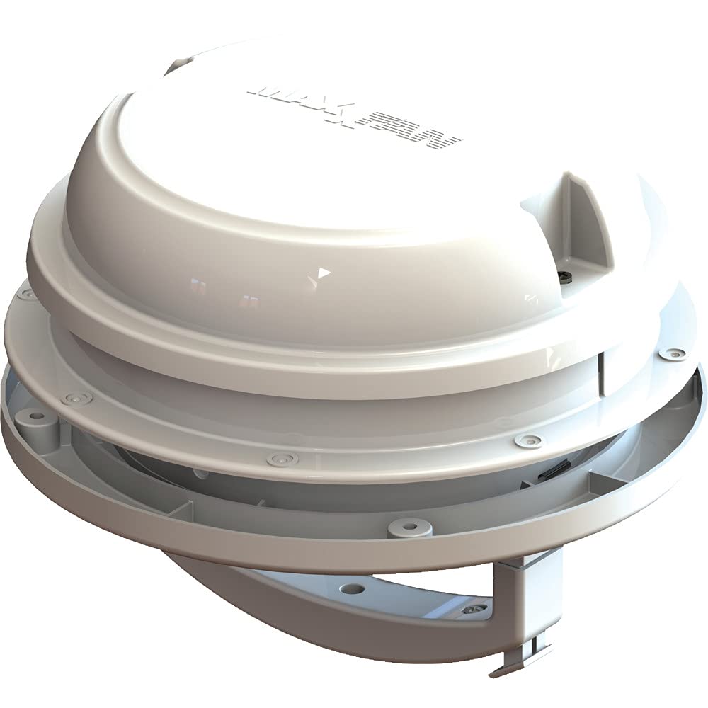 Dome 6in 丸型 12V 換気ファン - 屋上または側壁の風通しの利益のパウダーコンパクトな解決手段 排気ガスのみ 取りはらい能力のあるな映写幕 気違い差し固める レインシールド 湿り気抑えつける 白いこと (00-03812W)