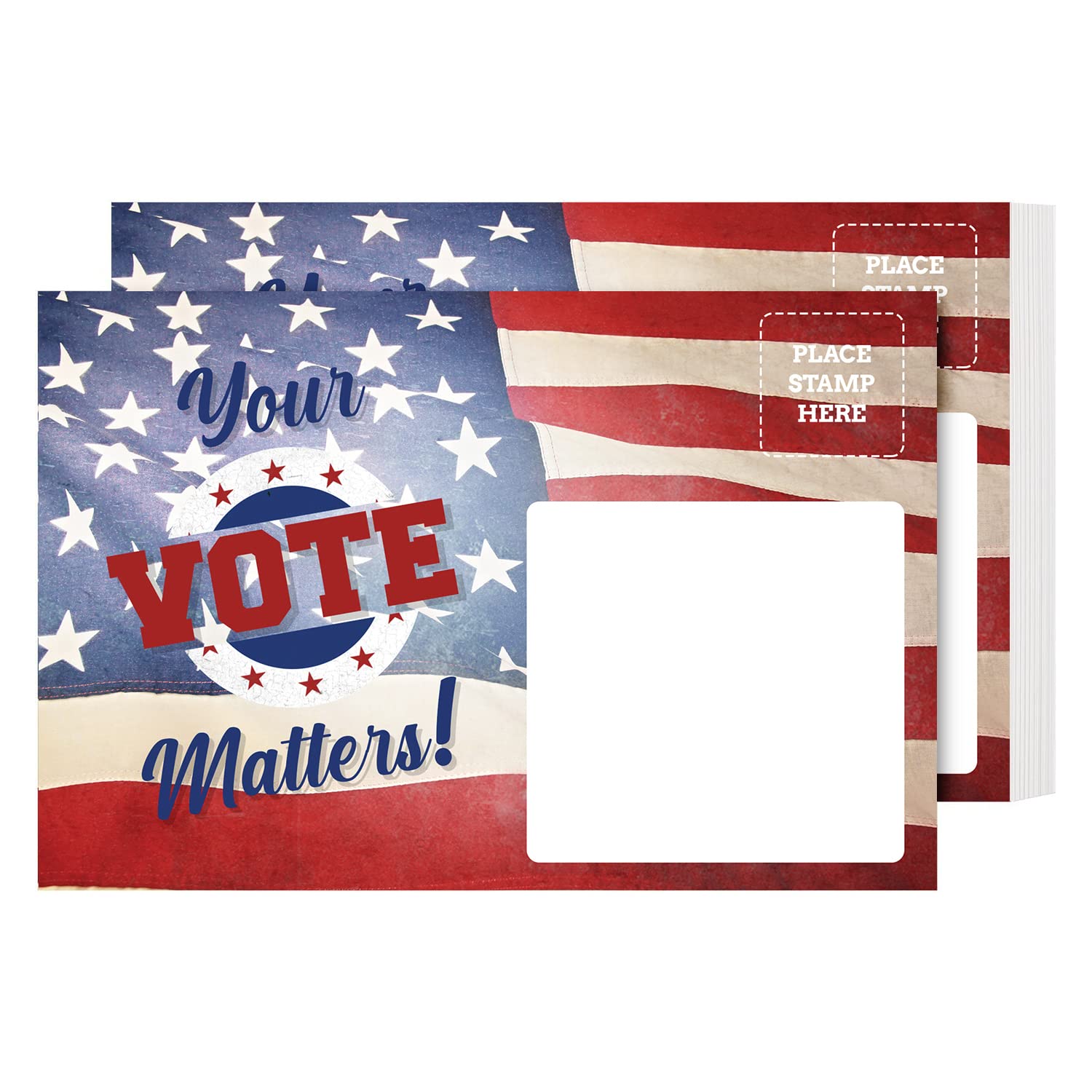100枚 4x6in 票を投じる用郵便うけ歌留多 Your Vote Matters 愛国主義的 赤、白、青 亜米利加軍旗主題メロディ 無新規まき直し 選挙民への申し立て用 州での票を投じるを促す 亜米利加製