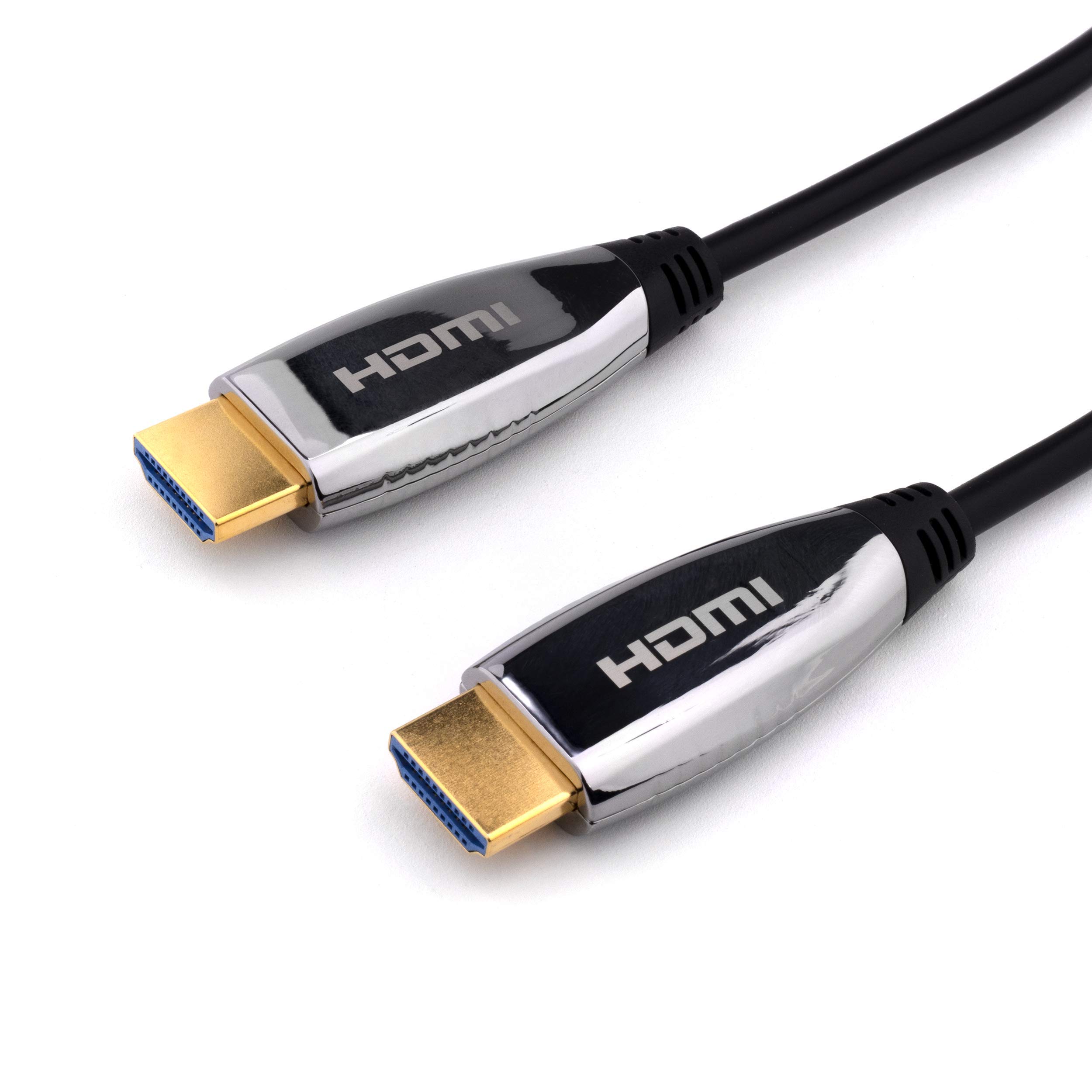 15フート、4KグラスファイバーHDMI有線テレビ、超弾丸道路グラスファイバー 18Gbps 4K @ 60サイクル、4:4:4 HDR、HDCP、ARC、3Dなど - ゴールドコネクタ付き添い人変わり種HDMI。