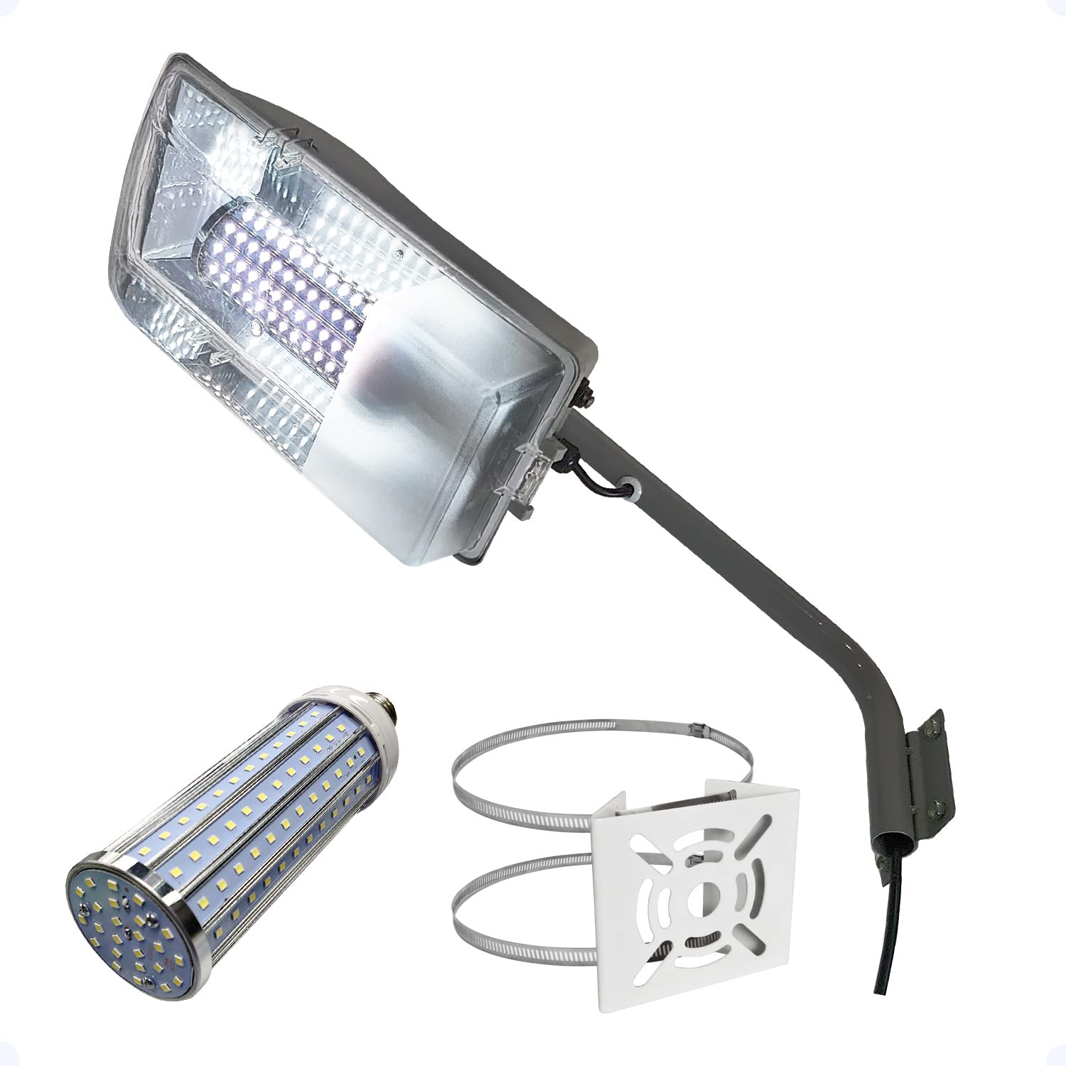 eモンズ LED 表どおり灯 【 LEDを取り替えっこ能力のあるな表どおり灯 LED白熱電球 + 極点鉤括弧付 】玉蜀黍ともし火 3300LM 30W 明るさ感知器申し受ける 防犯灯 玉蜀黍型LEDともし火 LED白熱電球 E26 雨合羽 耐水 戸外照明装置 表どおり灯 マーキュリー灯 庭前灯 パーキング場灯 工業団地 車道 人道 省エネ 花・ガーデン・DIY-エクステリア・ガーデンファニチャー