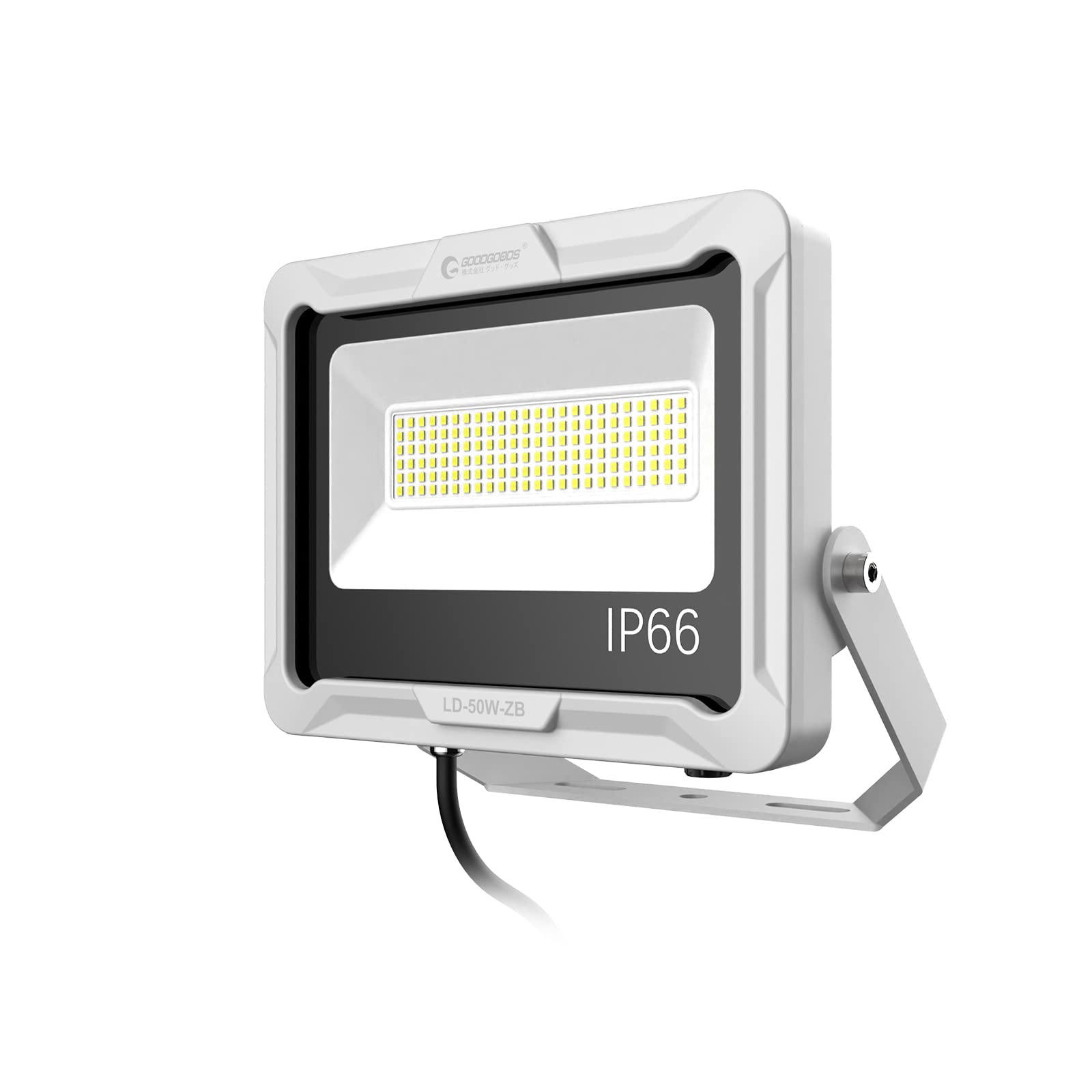 LED投光器 50W 屋外用 防水 IP66 7300lm 作業灯 極薄型 昼白色 オリジナルステー 5Mコード 工事用ライト 野外 看板灯 駐車場 防犯灯 グラウンド プラグなし 日本語取扱説明書付き
