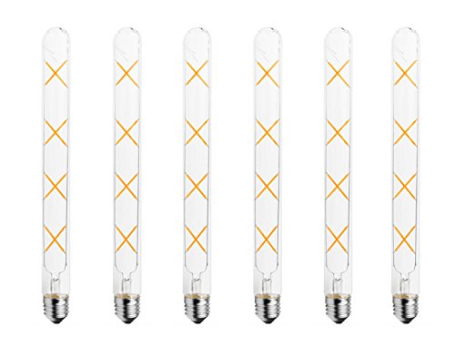 6個入LED フィラメント管型電球 T30 8W 800LM E26口金 2700K暖色ウォームホワイト 110-120V AC 80W白熱ランプのお替り 80W白熱ランプ相当 ?光不可 (8W)