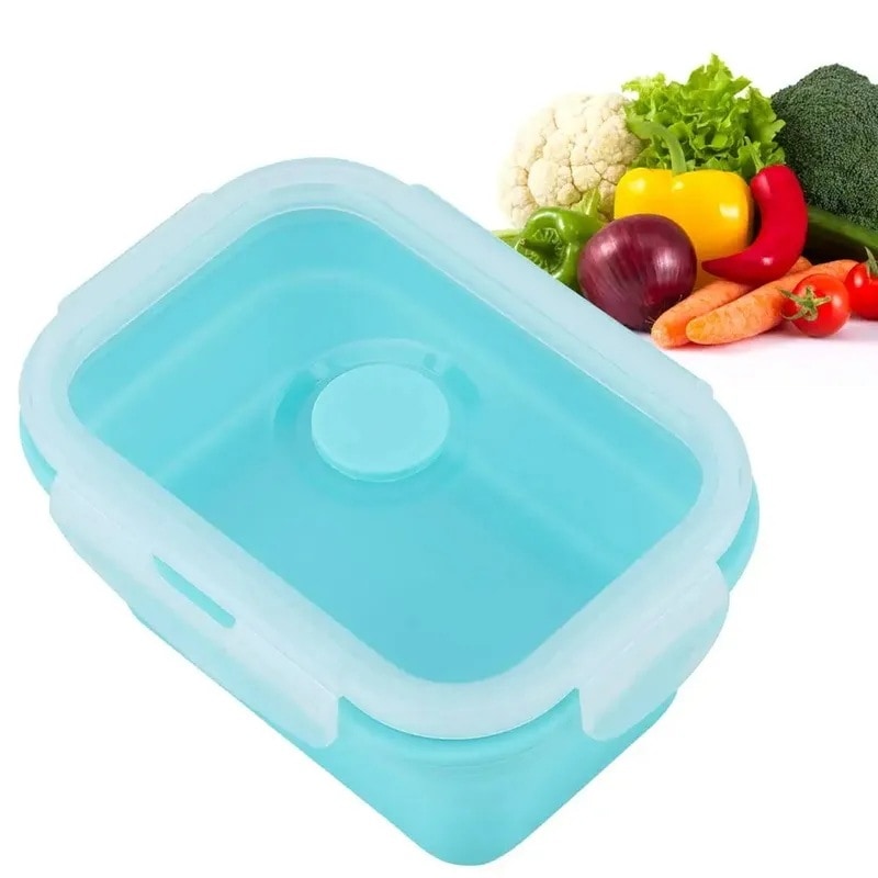 折りたたみ式シリコンランチボックス 500ml 食品用弁当箱 食器