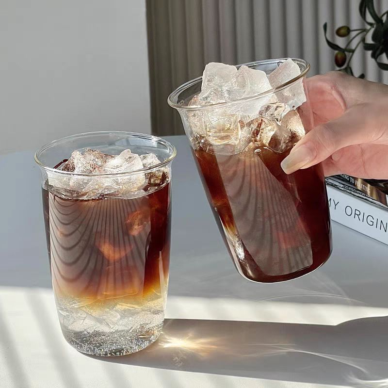 シンプルな家庭用高ホウケイ酸ガラスコーヒーカップコールドドリンクカップ大容量朝食ミルクジュースウォーターカップ透明ウォーターカップ