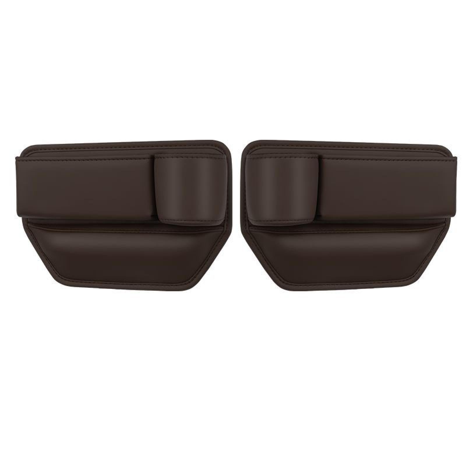 カーシート隙間収納ボックス、車内装飾用品、車用収納ボックス、シート隙間収納ボックス 大容量 多機能収納バッグ ウォーターカップホルダー 2個 ブラウン｜明金万代
