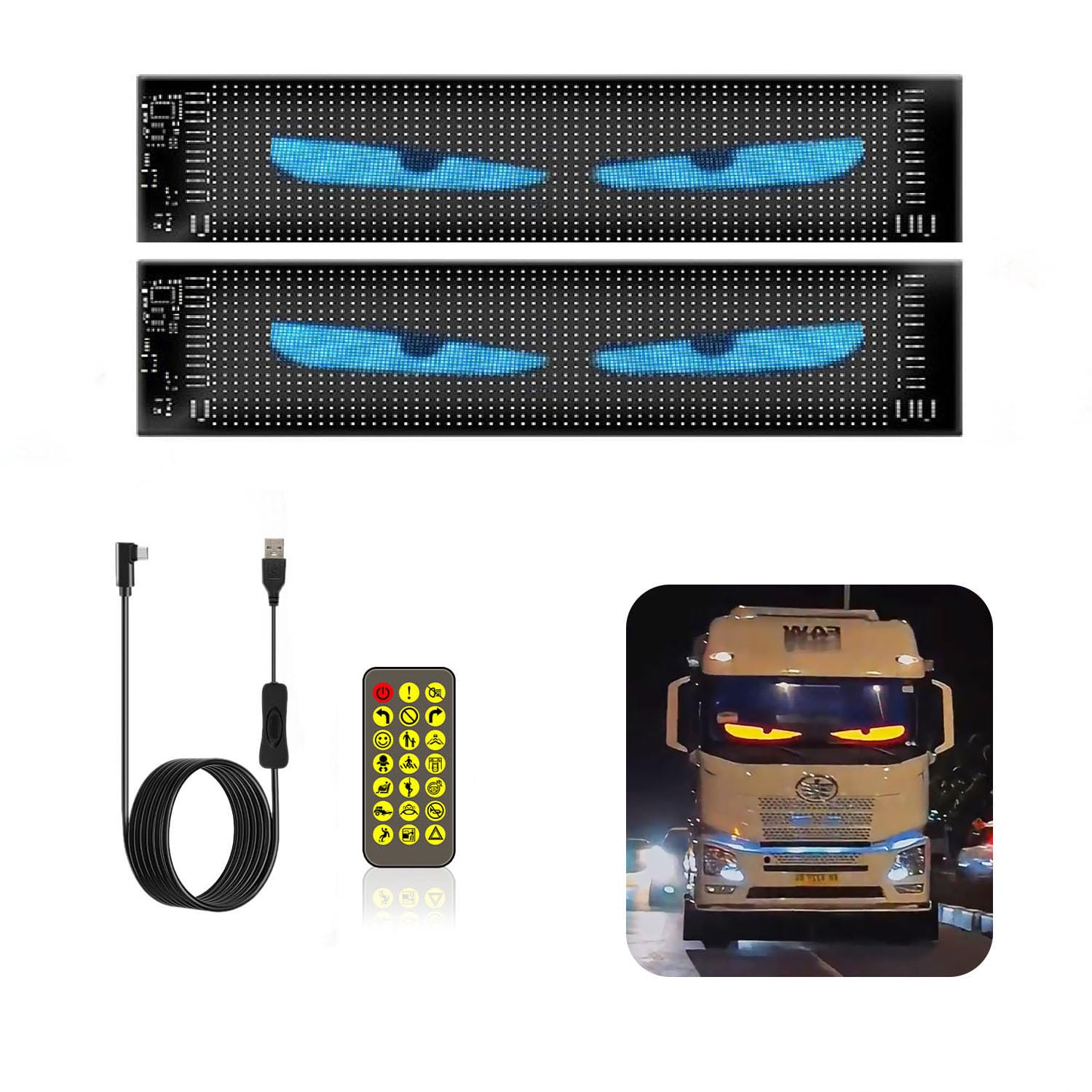 車用デビルアイライト リモコン付き プログラム可能 フレキシブルLEDディスプレイスクリーン LED カーサイン RGB デビルアイ ランプ DIY テキストパターン ダイナミック 超薄型 自動車 トラック 窓用 店舗看板 (7×17cm(1個)) 8,823円