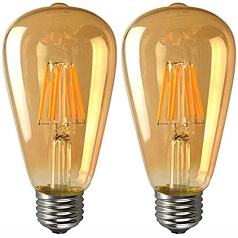 2個入 LED ィラメント電球 ST64 10W (100W形相当）E26口金 2700K電球色 レトロエジソン クリアガラス 一般電球・全方向タイプ 調光器非対応 (茶色)