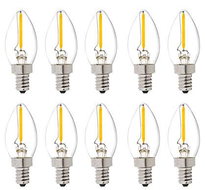 10個入 LED フィラメント電球 C7 1W 60LM E12口金 2700K暖色ウォームホワイト 白熱電球10W形相当 全配光タイプ クラシック レトロ 電球小型電球 (1W)