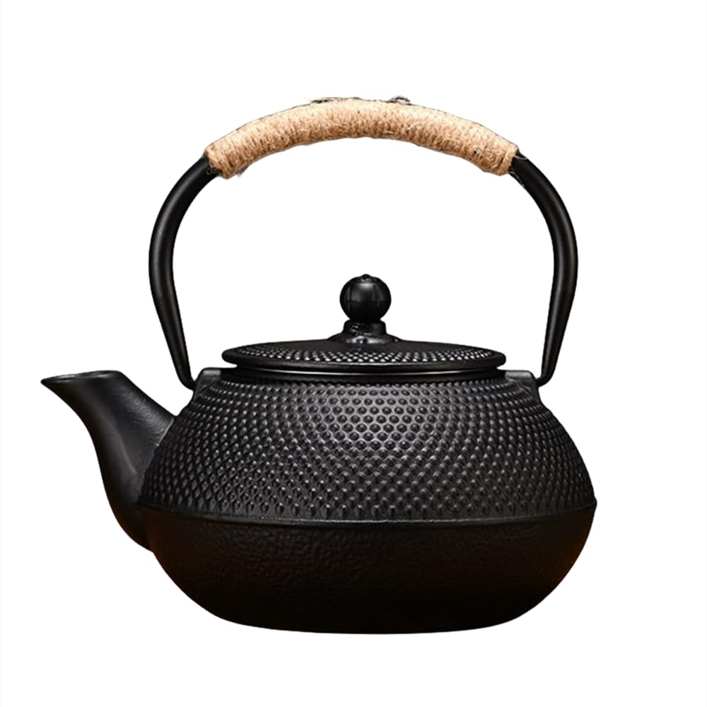 鉄瓶 鋳鉄製 急須 おしゃれ ティーポット 鉄分補給 直火可 やかん 鉄びん鉄器 鋳物 茶道具 伝統工芸品 贈り物 家庭用鉄ケトル 誕生日、結婚、 新築 、クリスマス、業務用、家庭用 (900ML)