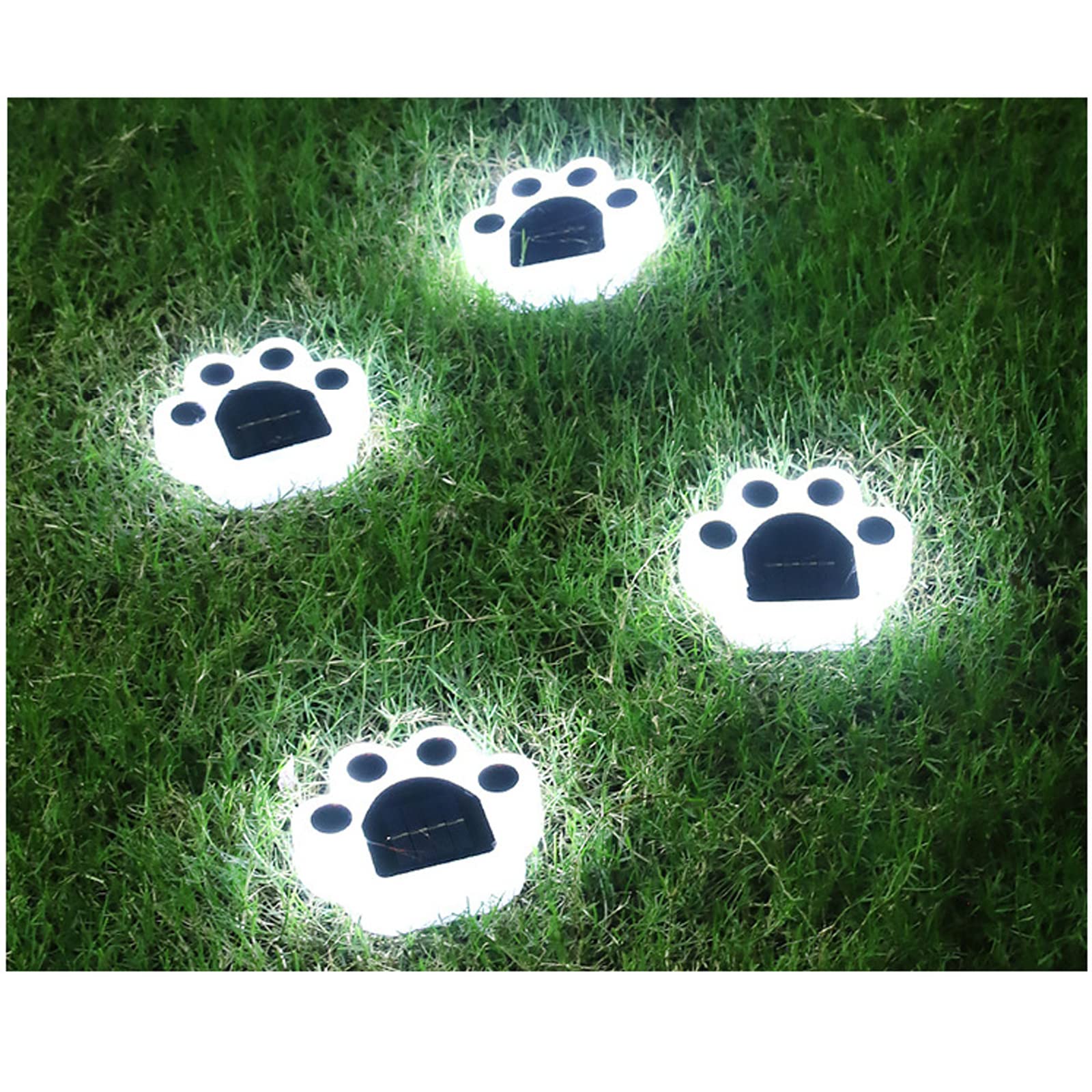 ソーラーライト 屋外 IP65防水 埋め込み 壁掛け LED ソーラーガーデンライト 4点セット IP66防水 庭飾り イルミネーション 猫爪 太陽光パネル充電 暖光 高輝度 自動点灯/消灯 防犯対策 景観照明 電気代不要 玄関先/庭/芝生/車道/歩道/花園/ドアなど適用 可愛い ホワイト