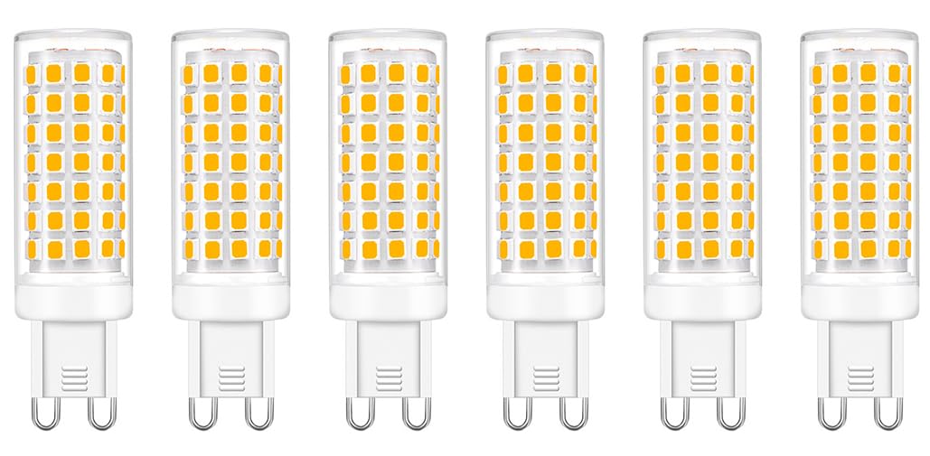 LED電球 G9口金 セラミックス LEDランプ 60W形相当 7W 600LM 昼光色 6000K 広配光タイプ 省エネ 高輝度 2年保証 6個セット 調光器非対応 (6000K-昼光色, 7W)