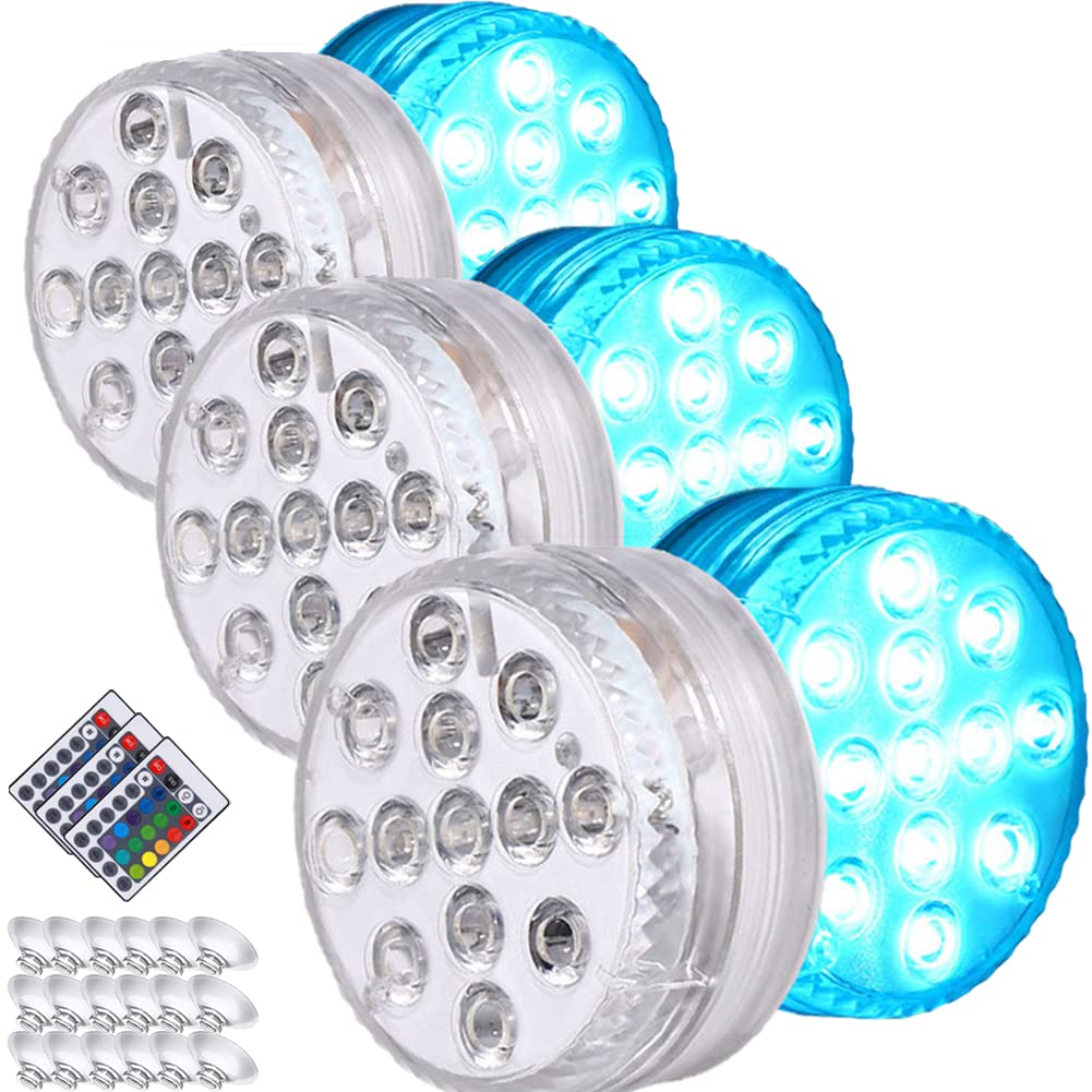 水中ライト LED潜水ライト RGB リモコン付き 配線不要 吸盤式 明るさ調節 色調変更 フローティングプールライト お風呂ライト 水槽照明 水中照明 水族館照明 お風呂 水族館 花瓶 庭 ガーデン 結婚式 パーティー 景観ランプ アウトドア (6個セット)