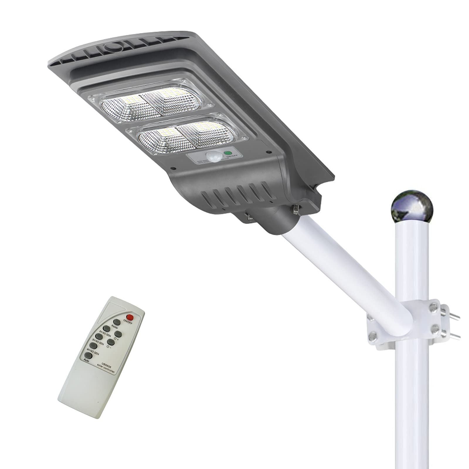 led 街灯 ソーラーライト 屋外 センサーライト led ガーデンライト 防水IP65 コントローラ付属省エネ 太陽発電 人感センサーライト 屋外照明 夜間自動点灯 庭先灯・街灯・防犯灯・駐車場灯・工業団地・車道・歩道・玄関など最適 80W 広い照射面積110平方メートル