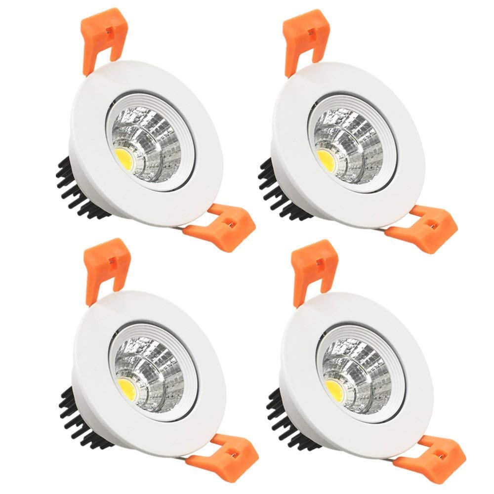 4個入 角度調整可能 5W 3.5インチ LED ダウンライト 埋め込み 超高輝度 350lm(35W水銀灯替わり) 穴径75mm 3000K暖色 倉庫 工場 屋内照明 天井照明 (白, 3000K-電球色)