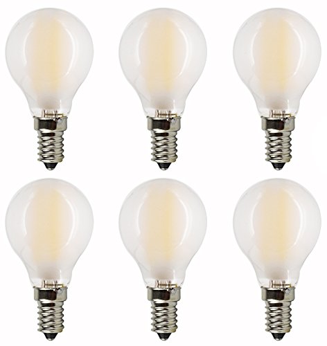 G45 4W LED フィラメント電球 E12口金 2700K暖色ウォームホワイト 110-120V 白熱電球40W形相当 全配光タイプ 白色カバー (白色, 4W)
