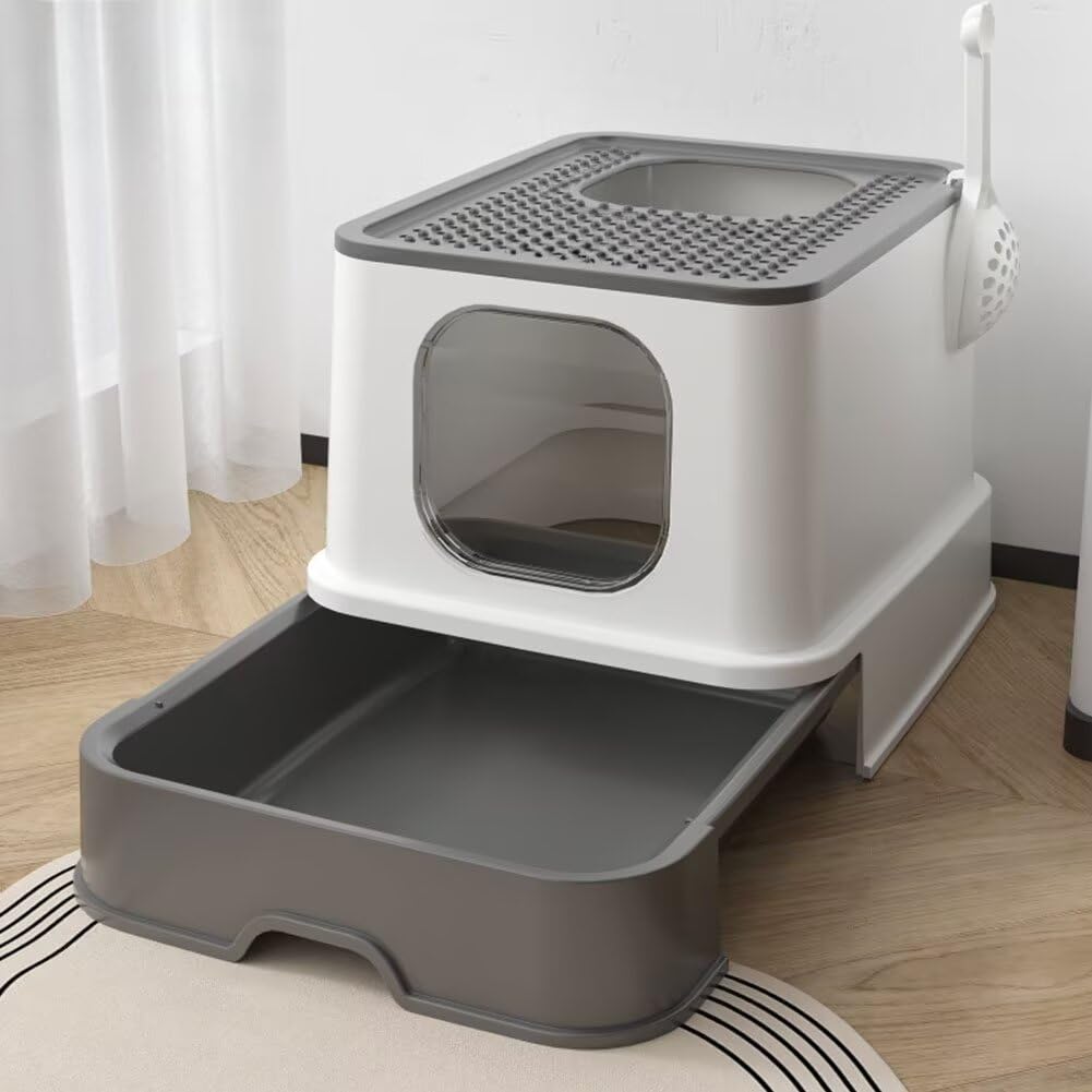 猫用トイレ ネコトイレ 清潔トイレ 猫用品 飛び散らない スコップ付き 砂の飛び散り防止 猫用品 引き出し付き 掃除簡単