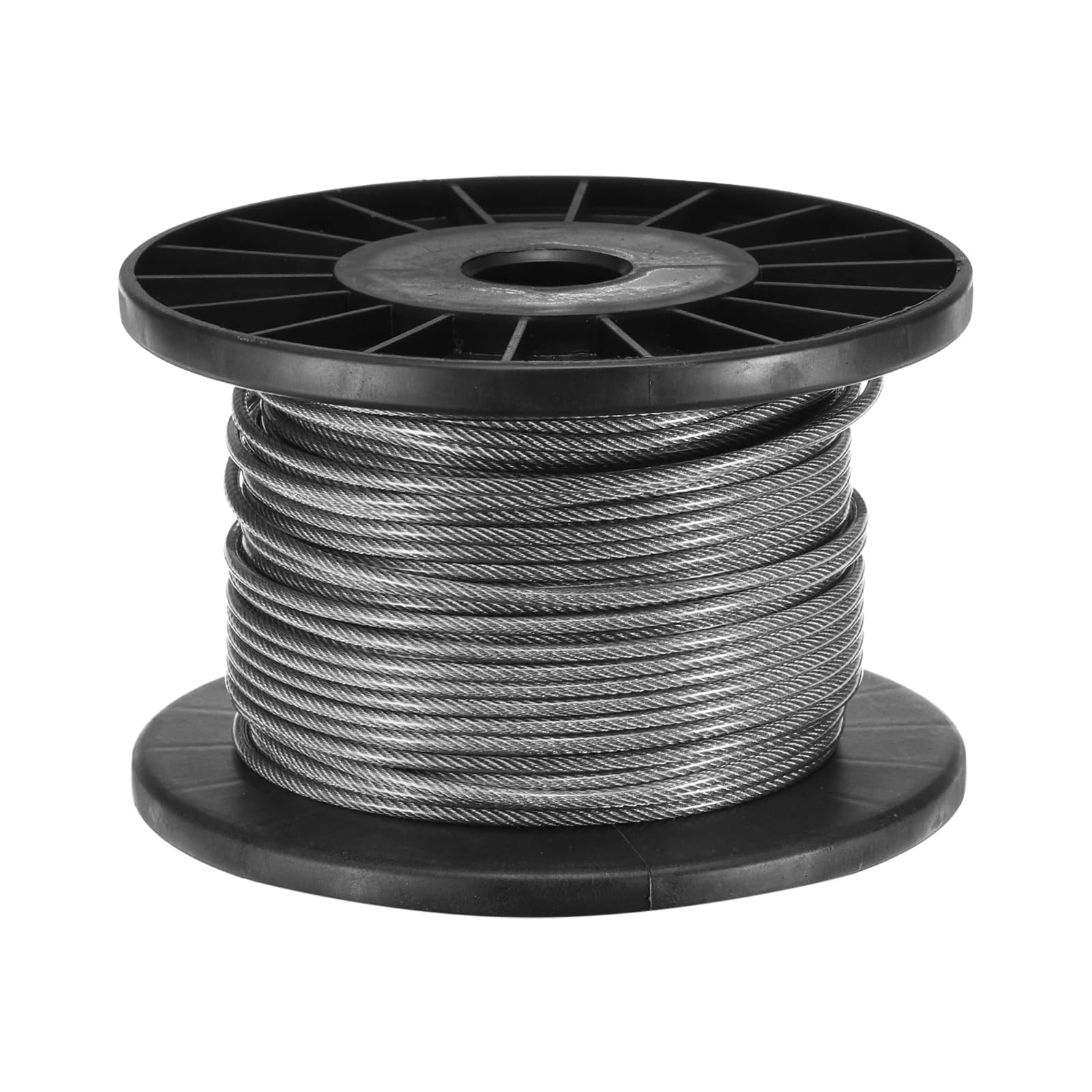 T1/8"(3 mm) 304ステンレス鋼ケーブルワイヤーロープ7 x 7ストランドコア150ft (46m) PVCコーティング航空機ワイヤー建設屋外マリンリギングデッキ手すり｜明金万代