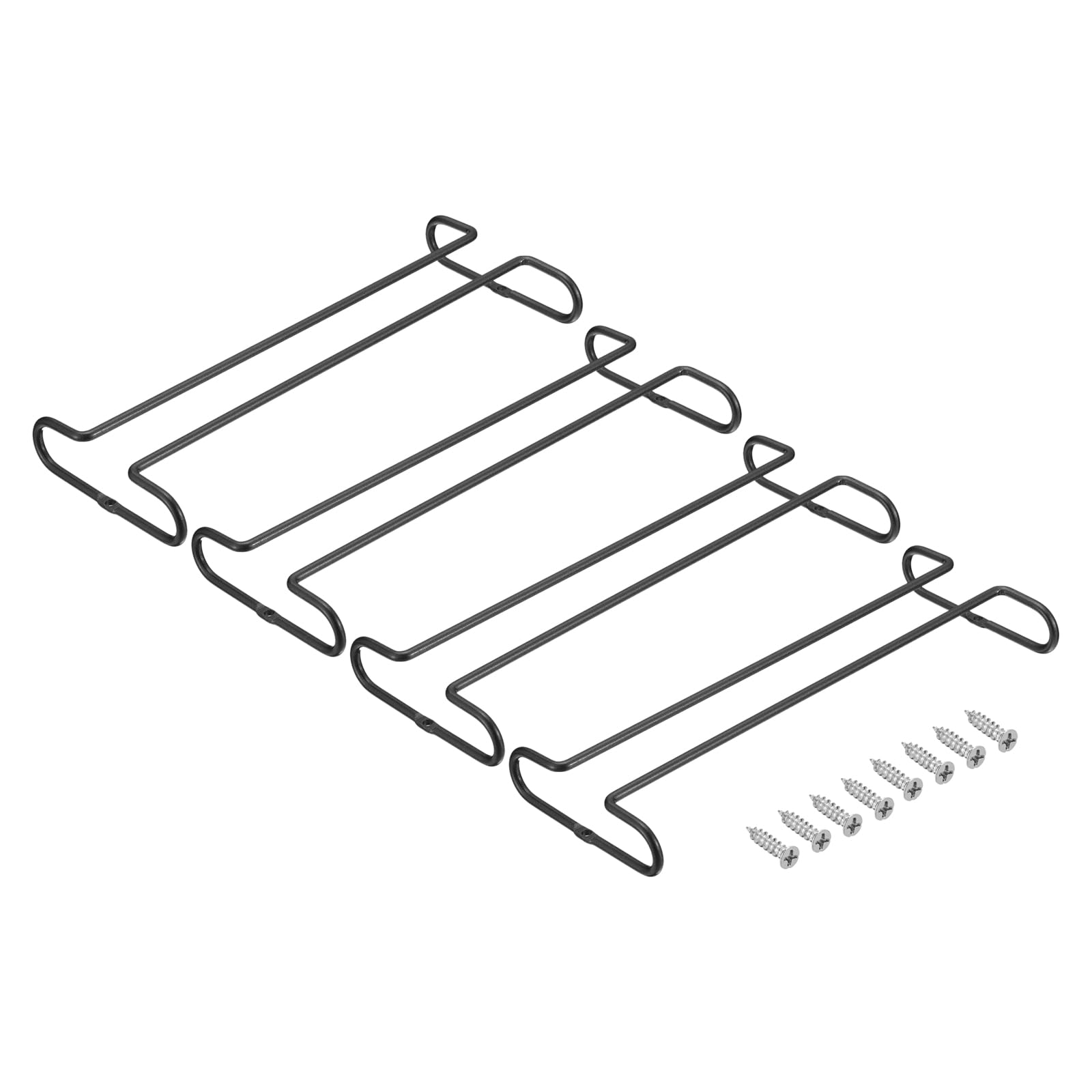 T ワイングラスラックアンダーキャビネット 260 mm ステムウェアワイングラスハンギングラック ステンレス鋼 ワイングラスオーガナイザー 収納ハンガー 5 mmステムウェアカラム用 ブラック 4個｜明金万代