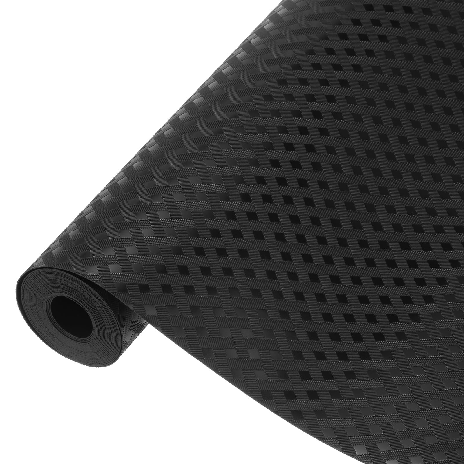 T シェルフライナー 滑り止め引き出しライナー 23-5/8" x 118-1/8" EVA素材ライナー 黒 編み込みパターン付き キッチンキャビネット カップボード 冷蔵庫用|明金万代