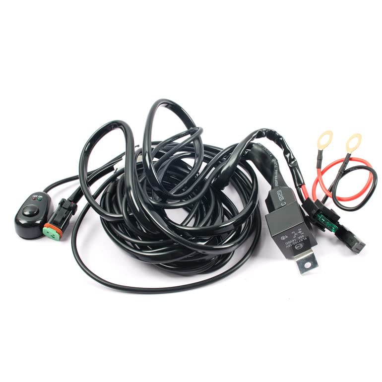 ライト用リレーハーネス DC12V 作業灯 ワークライト フォグランプ汎用 表示LED搭載スイッチ付き LED取付用配線キット ワイヤーハーネス 【1灯用】