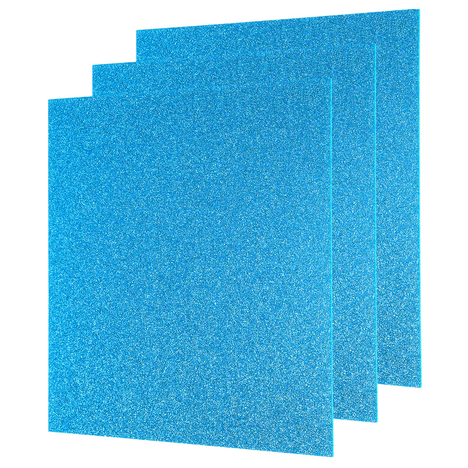 T 3枚入りブルーグリッターアクリルシート1/8"厚さ12"&times;12"光沢のあるPMMA蛍光プラスチックシート押出し透明空白DIYアートクラフトレー ザーカット＆彫刻｜明金万代
