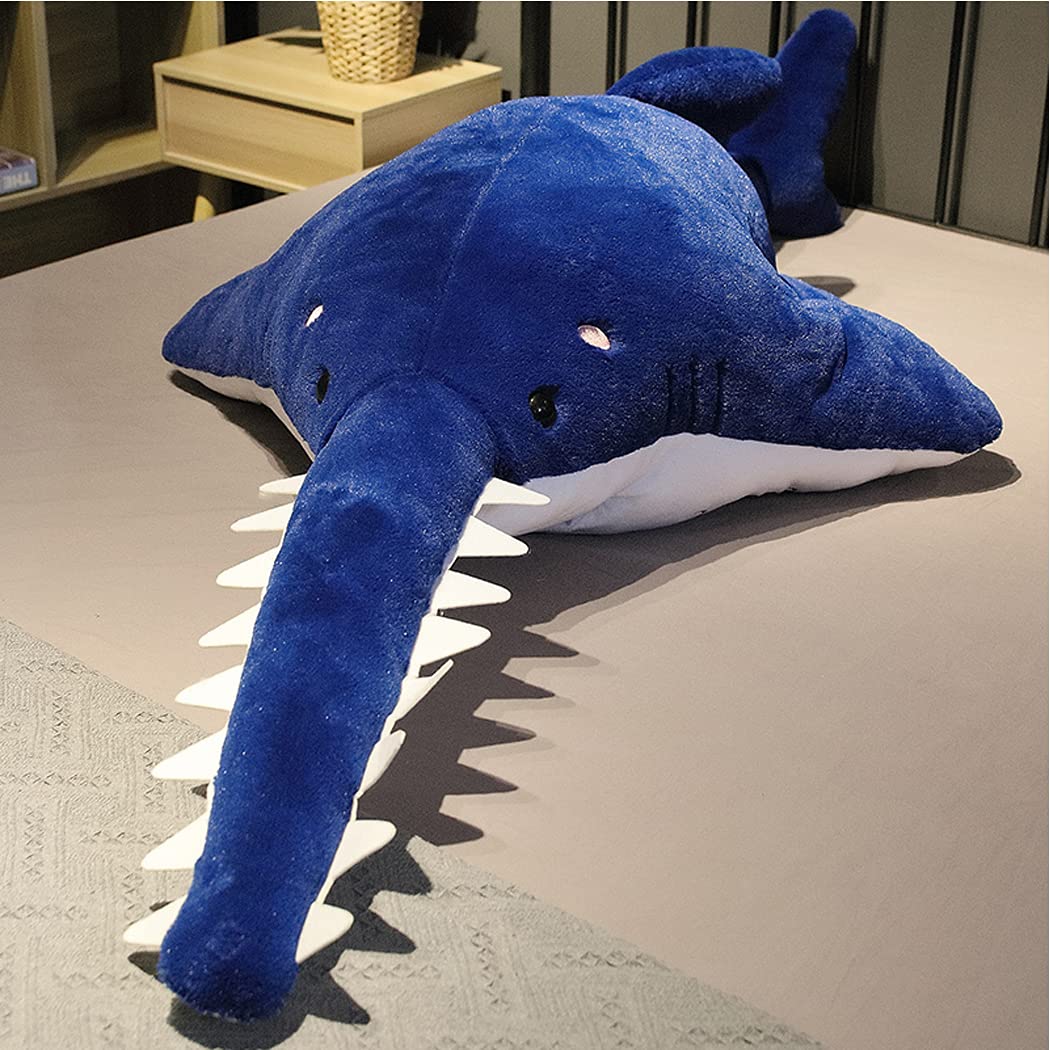 サメぬいぐるみ 特大サメ抱き枕 shark 抱き枕 大きい鮫のぬいぐるみ ふわふわ抱き枕 海洋魚クッション (グレー, 95cm)