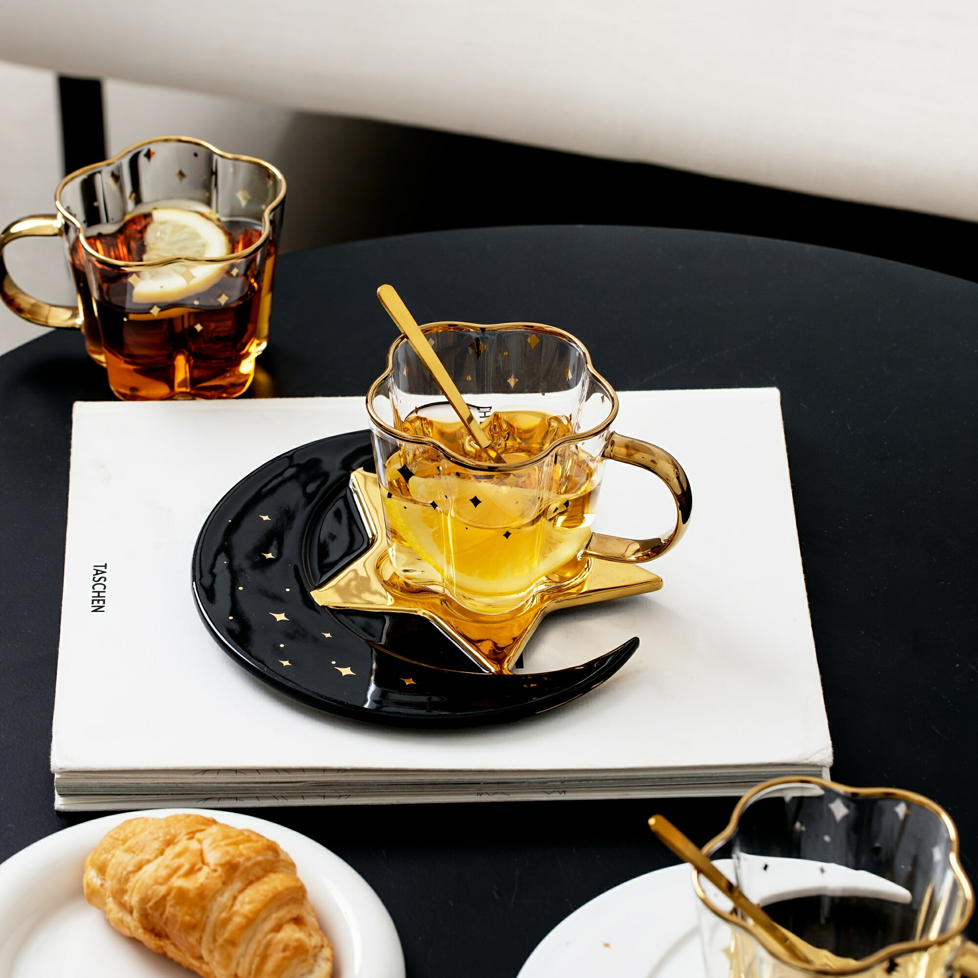 楽天市場】セット、星と月のデザインのティーカップとソーサー、ガラス