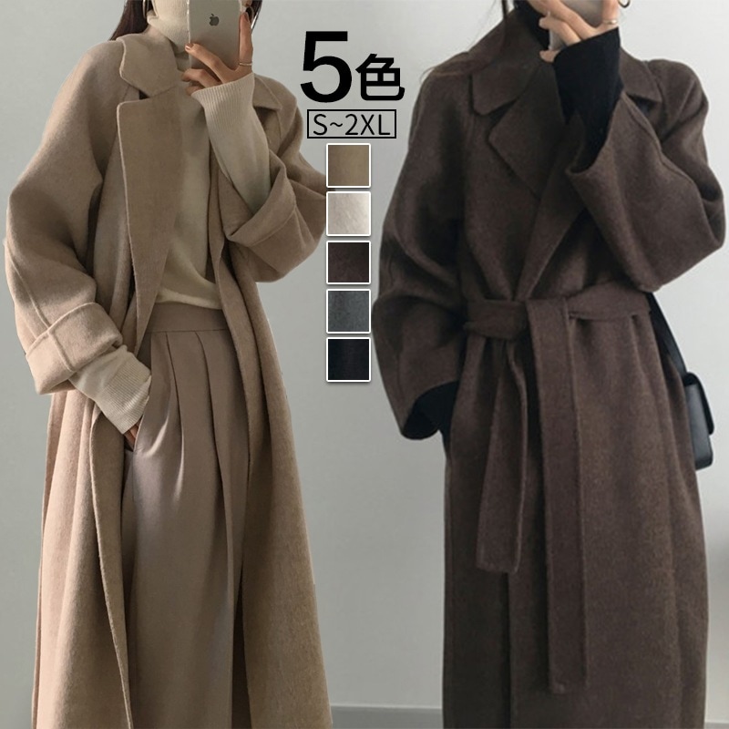 両面カシミヤ厚地の外套 レディース 新作 小っちゃい 空蝉ロング 秋精神状態 高品? ラシャアウター ロング厚地の外套 ても朦々たる 胴締め付き添い人ゆるロングチェスターコート