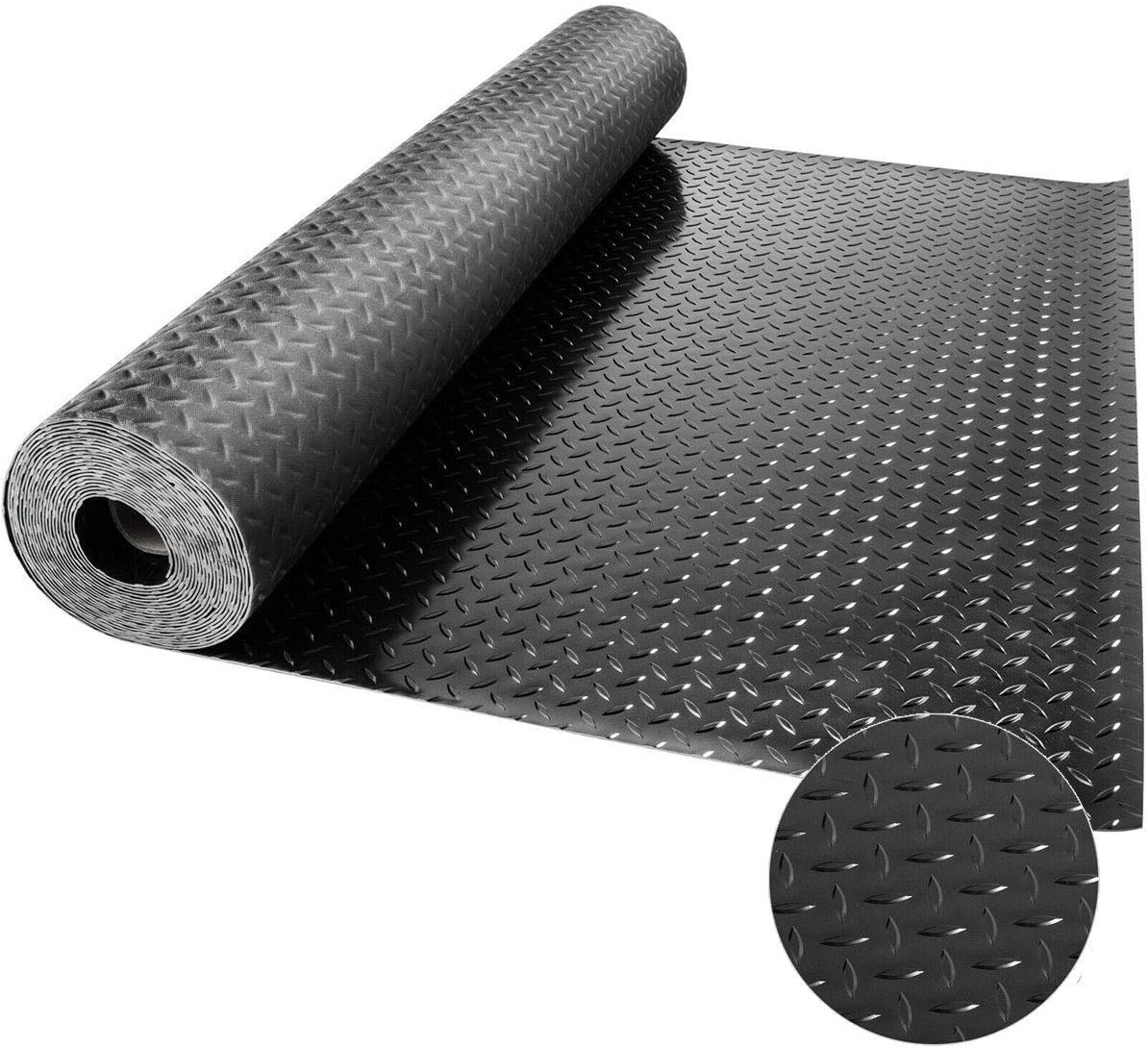 ガレージフロアマット ゴムマット 滑り止めゴムシート ガレージマット 厚さ3mm 100*500cm 荷室マット ガレージ車下用 倉庫 ジム 工場 絶縁マット (柳の葉紋, 500cm*100cm*3mm)|明金万代