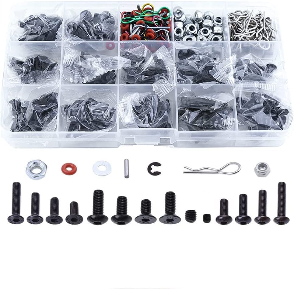 500個 RCスクリューキット ネジ詰め合わせセット ハードウェア 1/8 1/10 1/12 1/16スケール RCカー トラック クローラー RCアップグレードパーツ｜明金万代