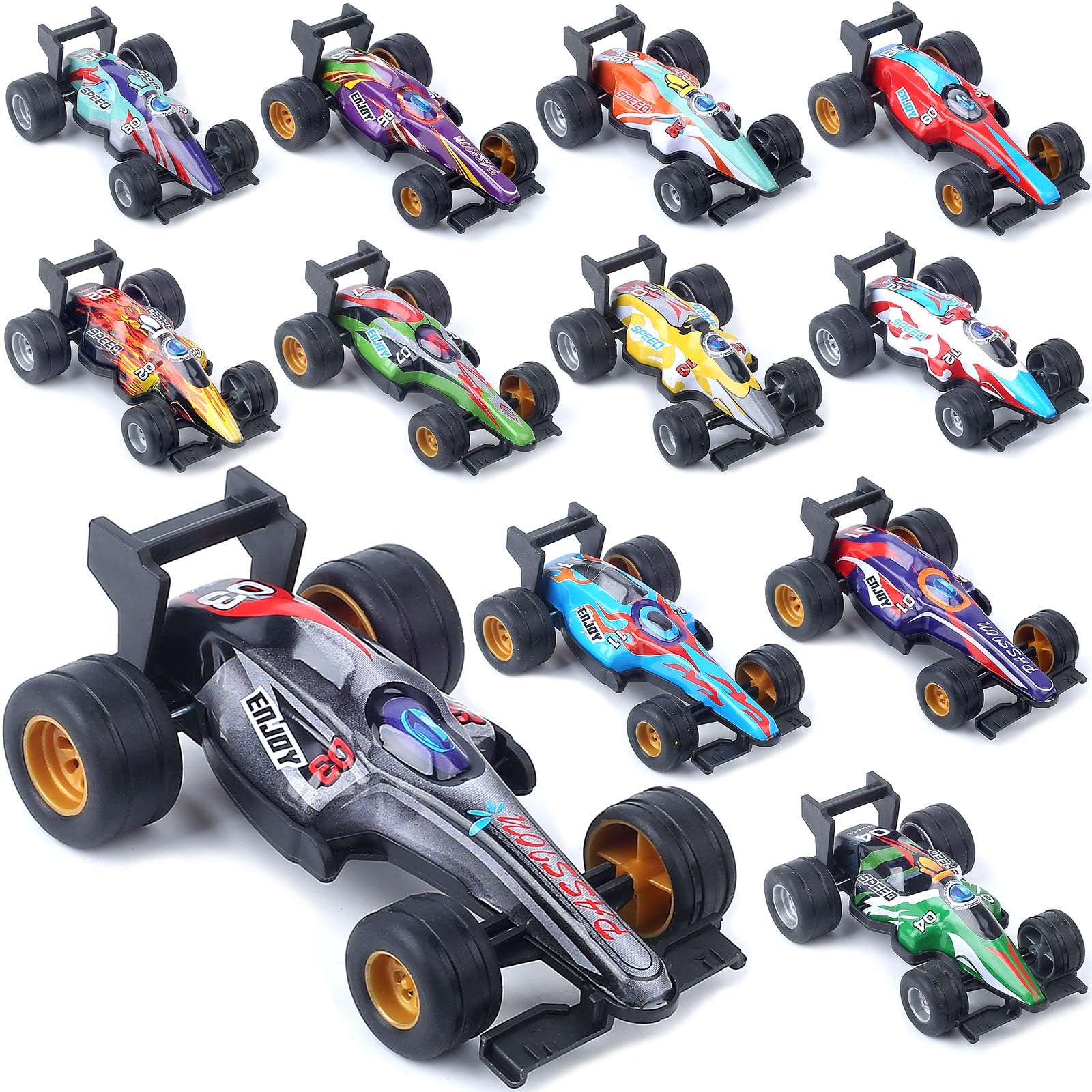 プルバックカー トイモデルセット 12パック 1:43 小型レースカー ワインドアップレーシングカー イースタースタッフィング ケーキトップ 幼児 子供 年齢 2 3 4 5 6 7 8 男の子 女の子 誕生日パーティーの記念品