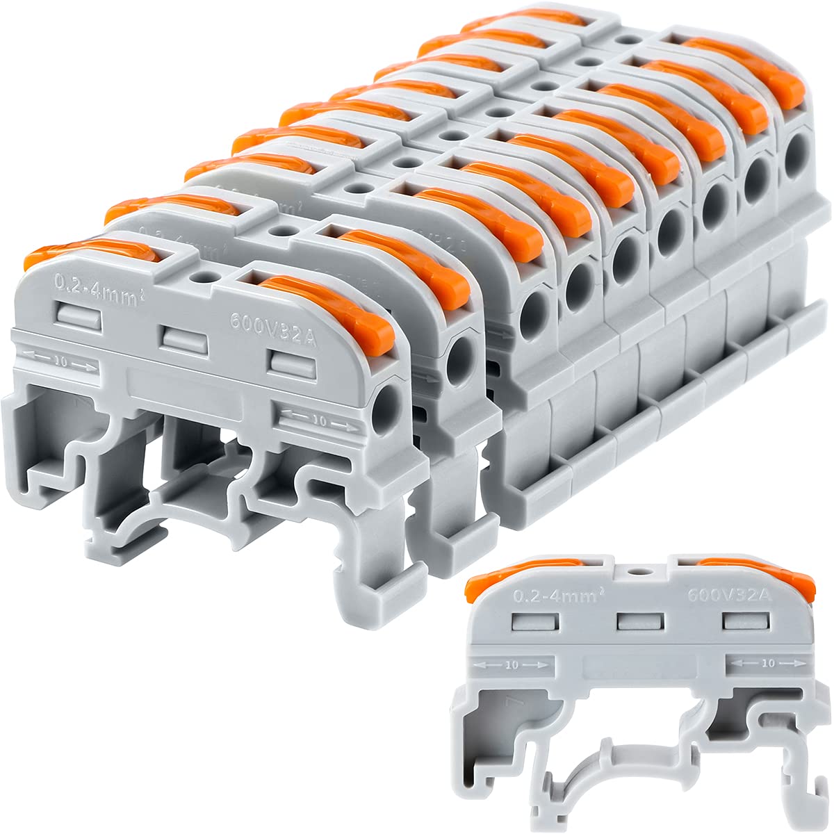 DINレールターミナルブロック ユニバーサル配線コネクターレバーナット 電気配線用 PCT-211 (50個)